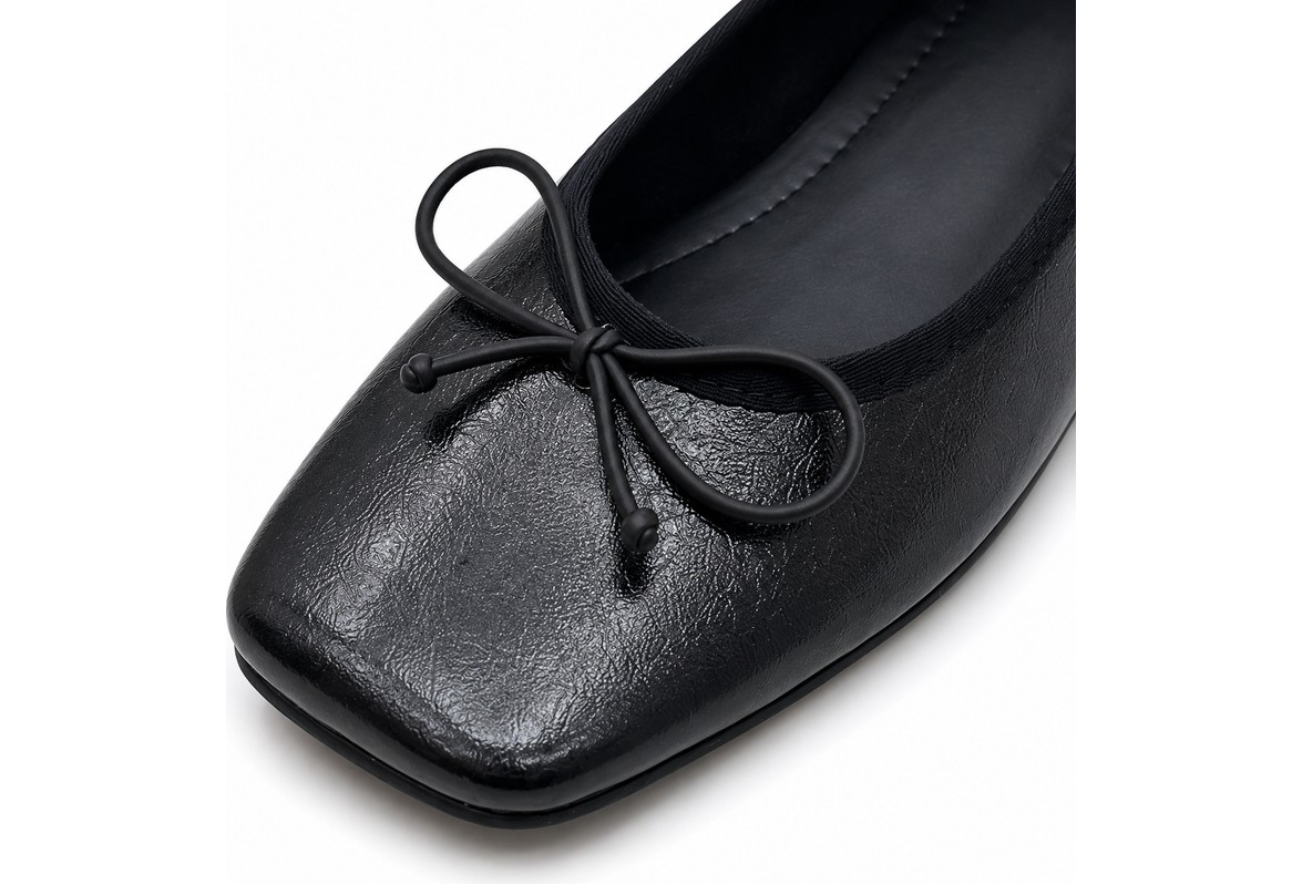 Patron Shoes Kadın Gizli Ökçeli Babet Kare Burun Fiyonk Detaylı Günlük Rahat Ayakkabı görsel 7