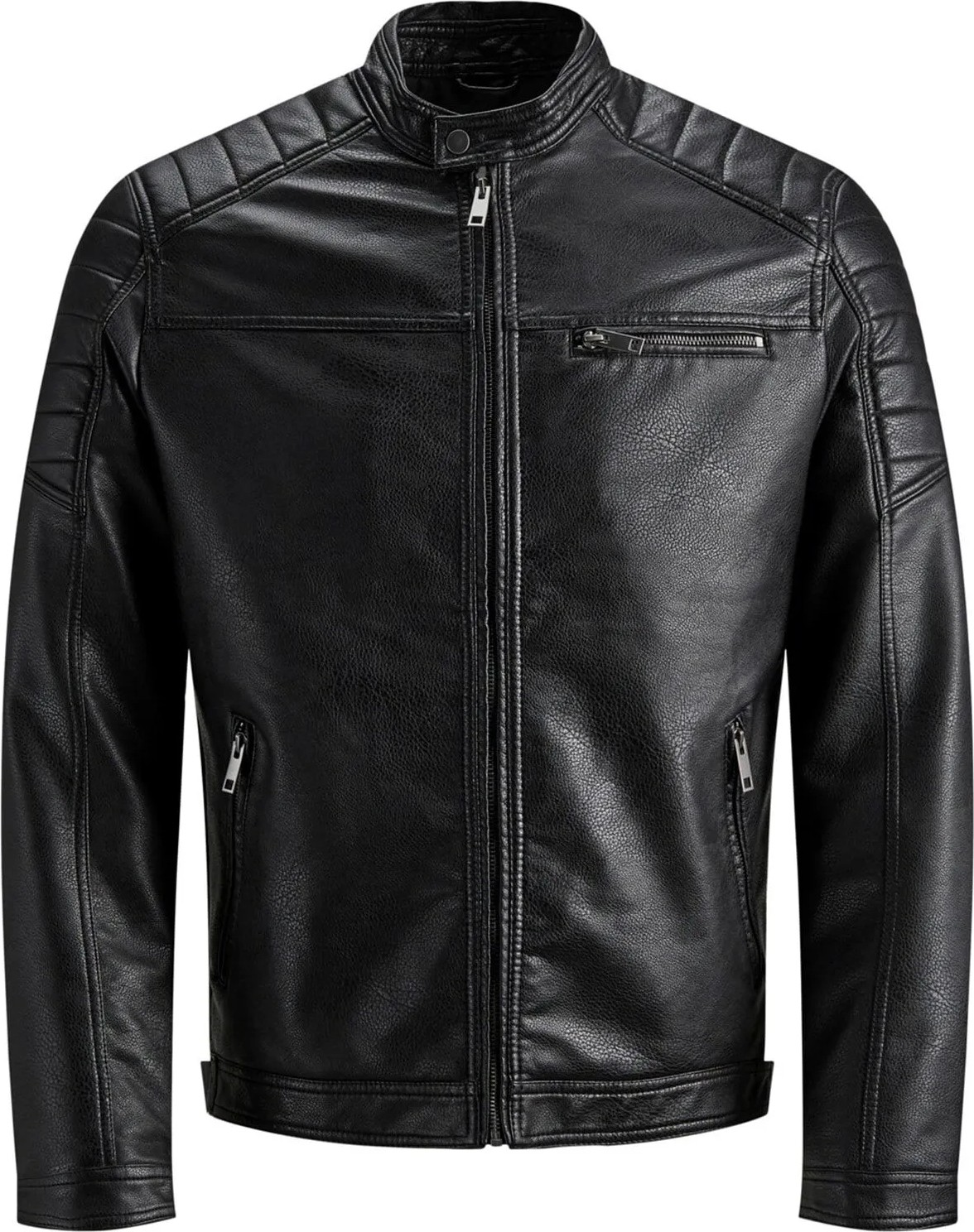 Jack & Jones Erkek Deri Ceket Suni Deri 3XL Uzun Kol Siyah Günlük Stil Cepli görsel 6