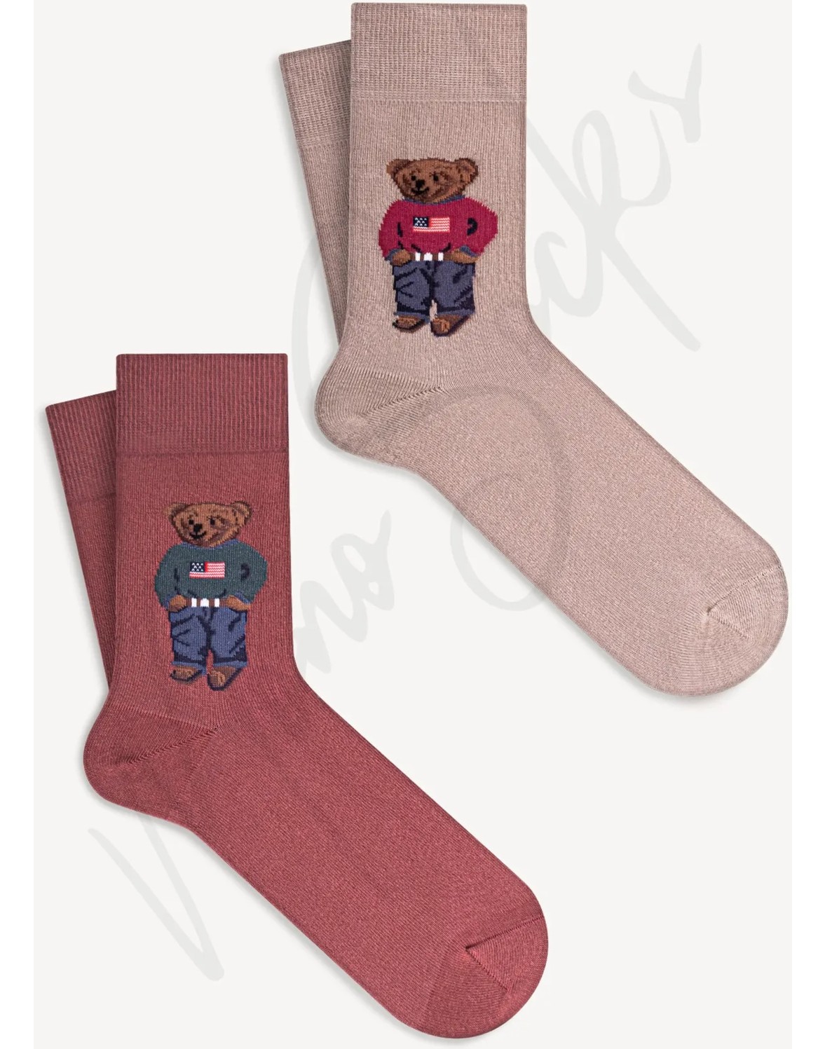 Mono Socks Kadın Çorap 4'lü Paket, %78 Pamuk, Ekstra Yumuşak, Karışık Renkli Teddy Bear Desenli Rahat Model görsel 4
