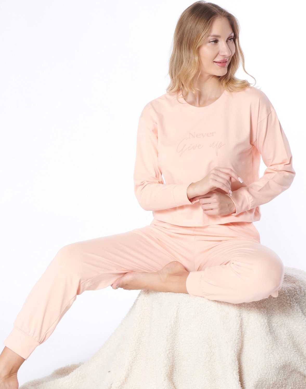 Dowry Kadın Uzun Kollu Pijama Takımı, Rahat Ev Giyim Eşofman Pijama Takım 09-278 görsel 8