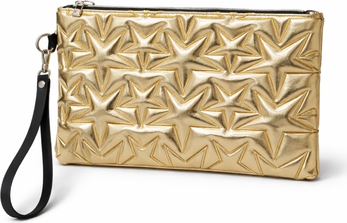 Adelina Bags 2'li Çanta Paketi Yıldız Desenli Portföy El Çantası Bilek Askılı Clutch Çanta görsel 2