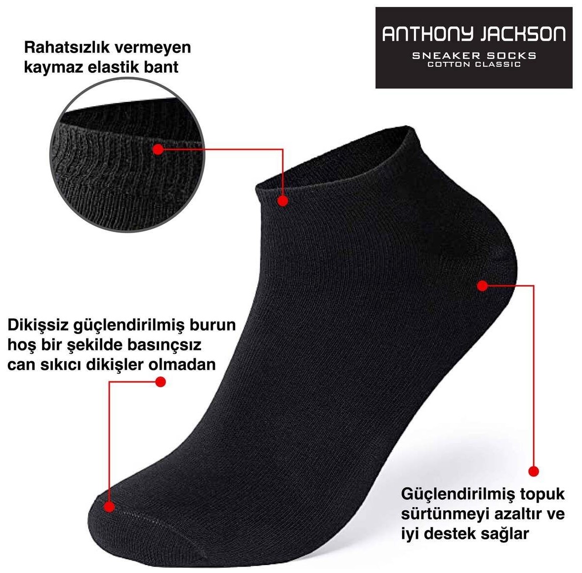 Anthony Jackson 10'lu Kutu Bambu Premium Dikişsiz Bay - Sneaker Çorap görsel 2