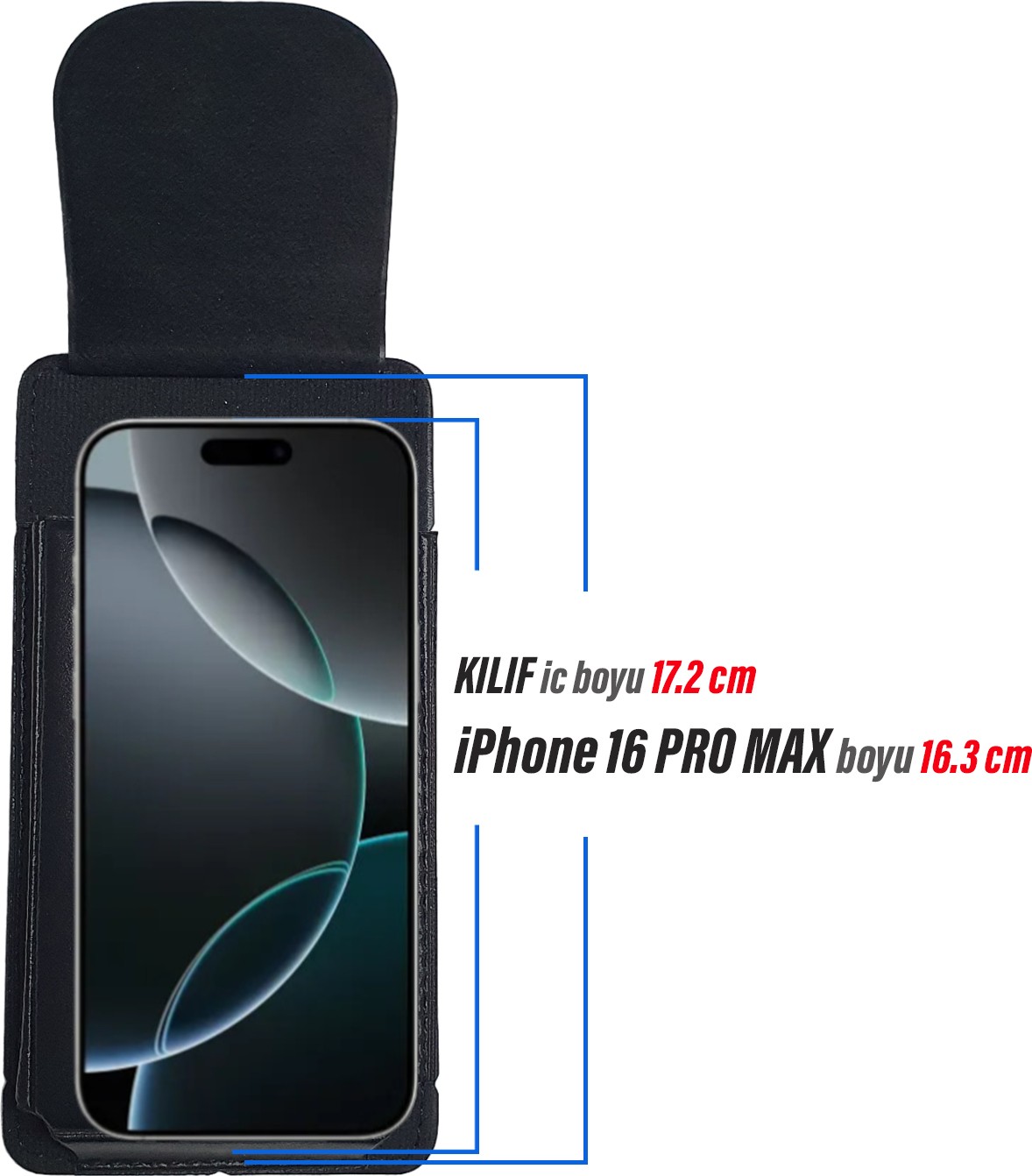 Exenar iPhone 16 Pro Max Kemer Kılıfı - 16 Plus Bel Kemer Kılıf Kapaklı Çanta görsel 2