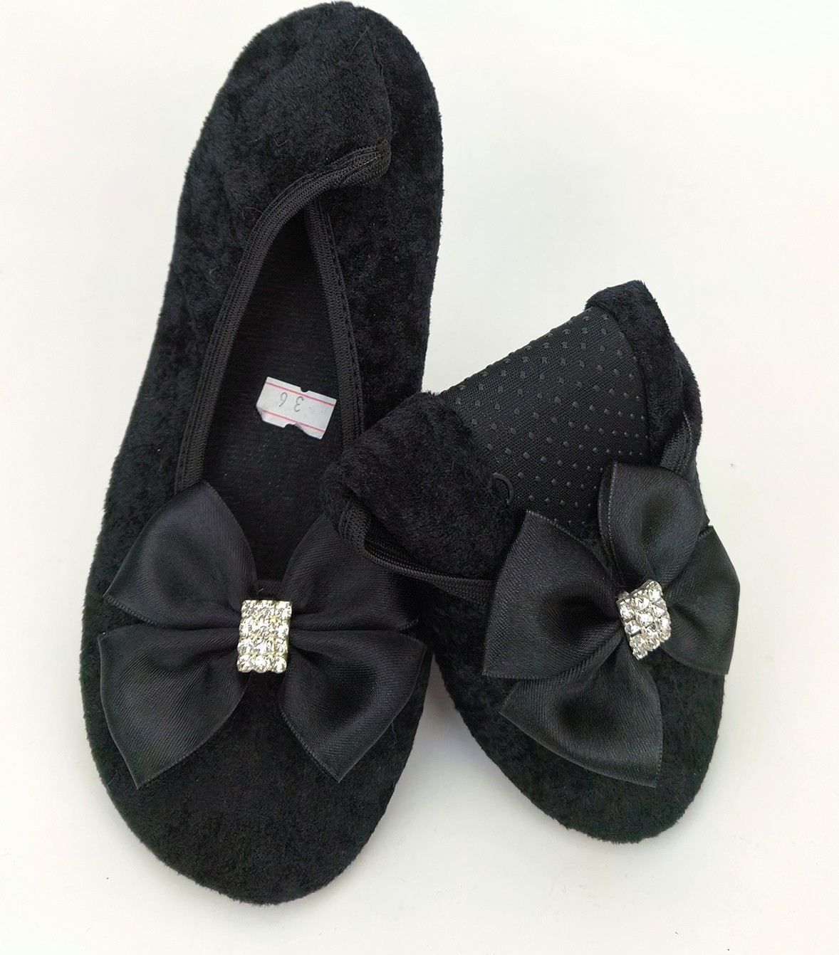 Ceyda Shoes Şık Kadife Ev,hac Tavaf Umre , Hediye, Günlük Babet, Panduf, Patik, Şık Kurdele Detaylı Gösteri Pisi Pisi görsel 4