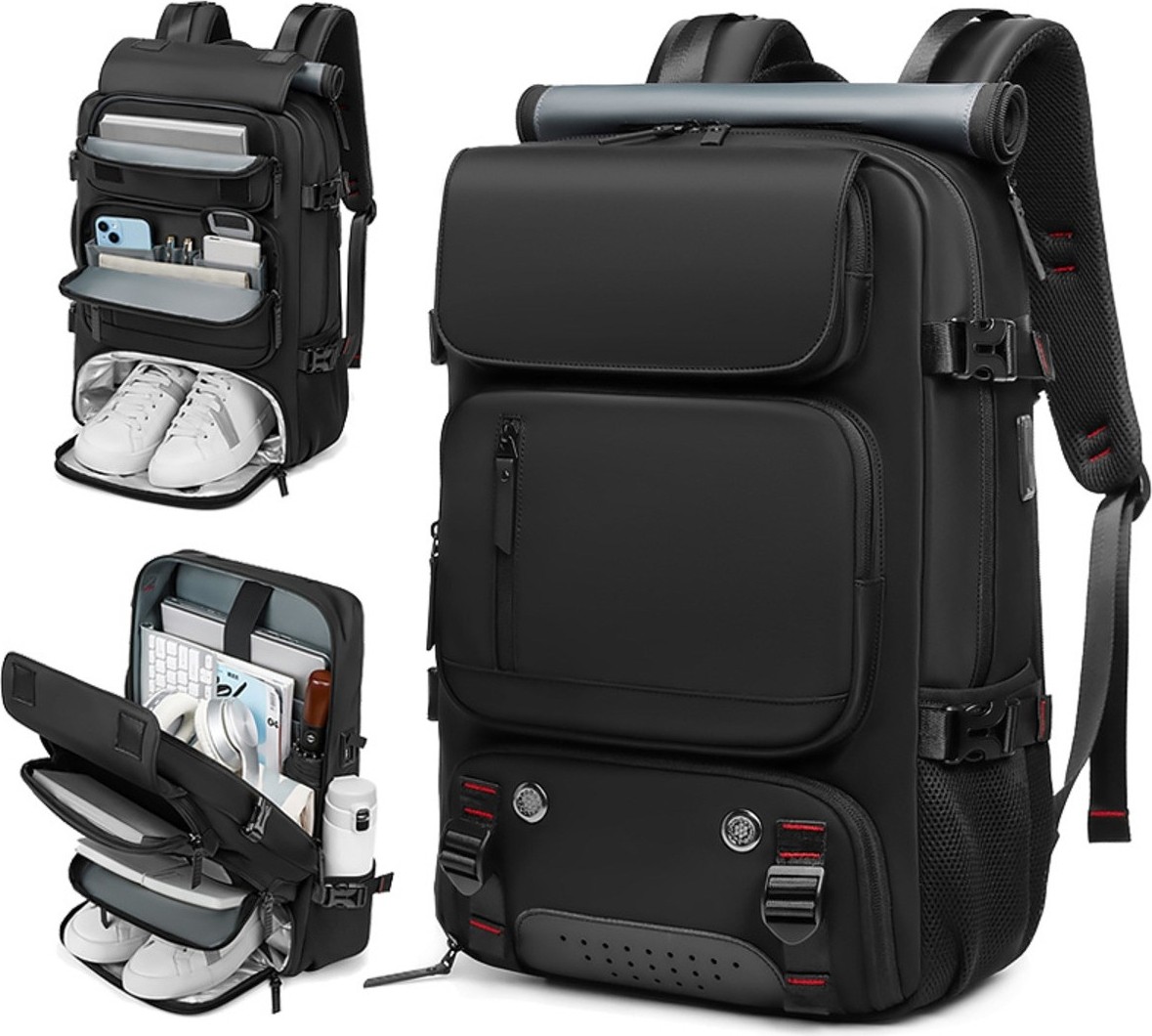 Relaxus Ayakkabı Bölmeli Su Geçirmez Spor & Seyahat Sırt Çantası, 30L, 16” Laptop Bölmeli görsel 2