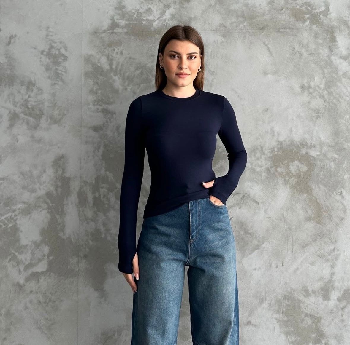 MEYMERS Kadın Beyaz Uzun Kollu Parmak Detaylı Basic Body görsel 6