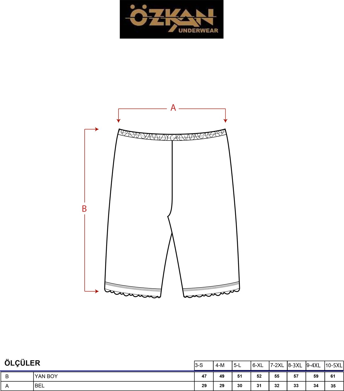 Özkan Underwear 0114 3'lü Paket Kadın Pamuklu Dantelli Ribana Esnek Yumuşak Paçalı Alt İçlik Don Külot Tayt görsel 4