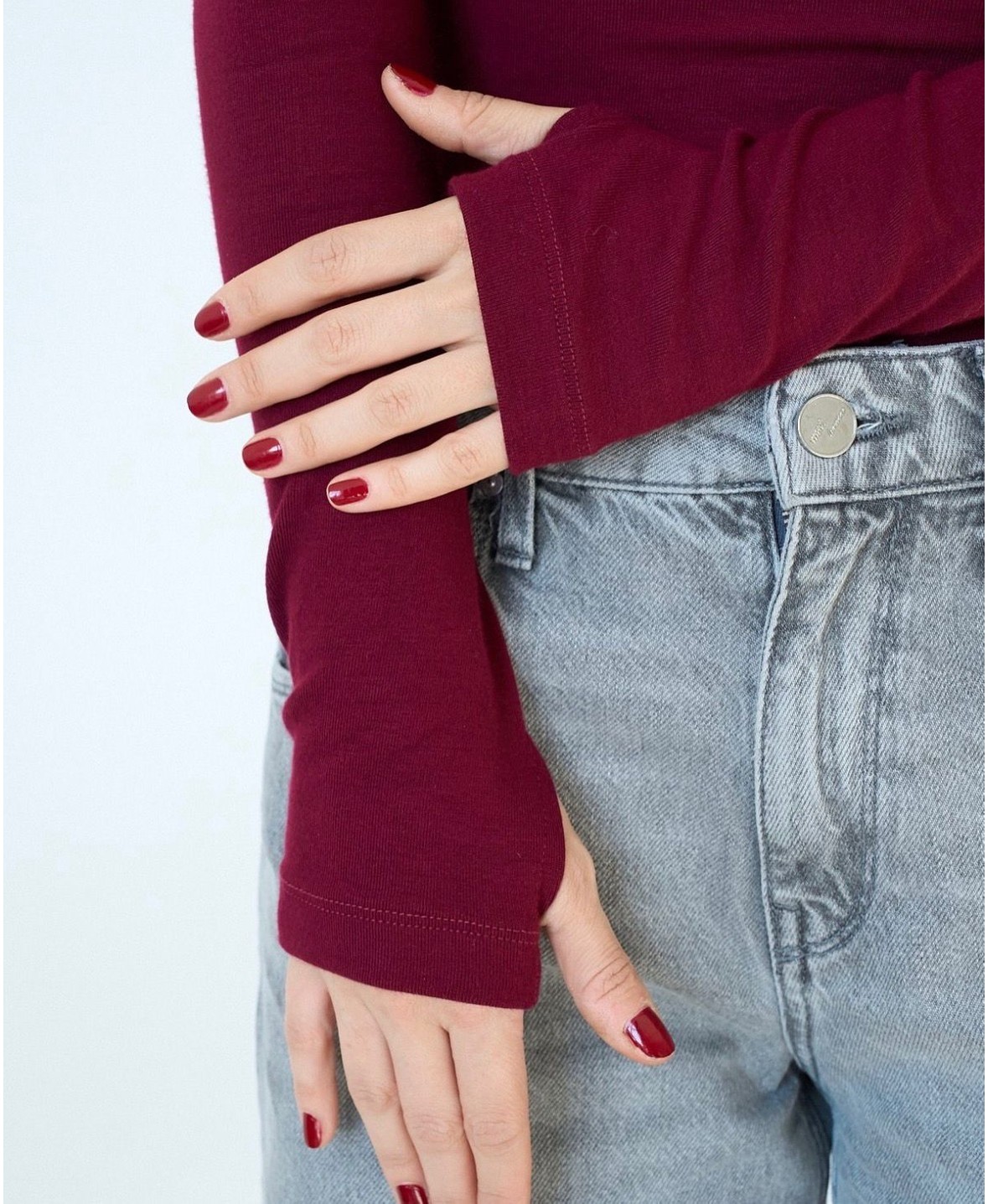 MEYMERS Kadın Beyaz Uzun Kollu Parmak Detaylı Basic Body görsel 8