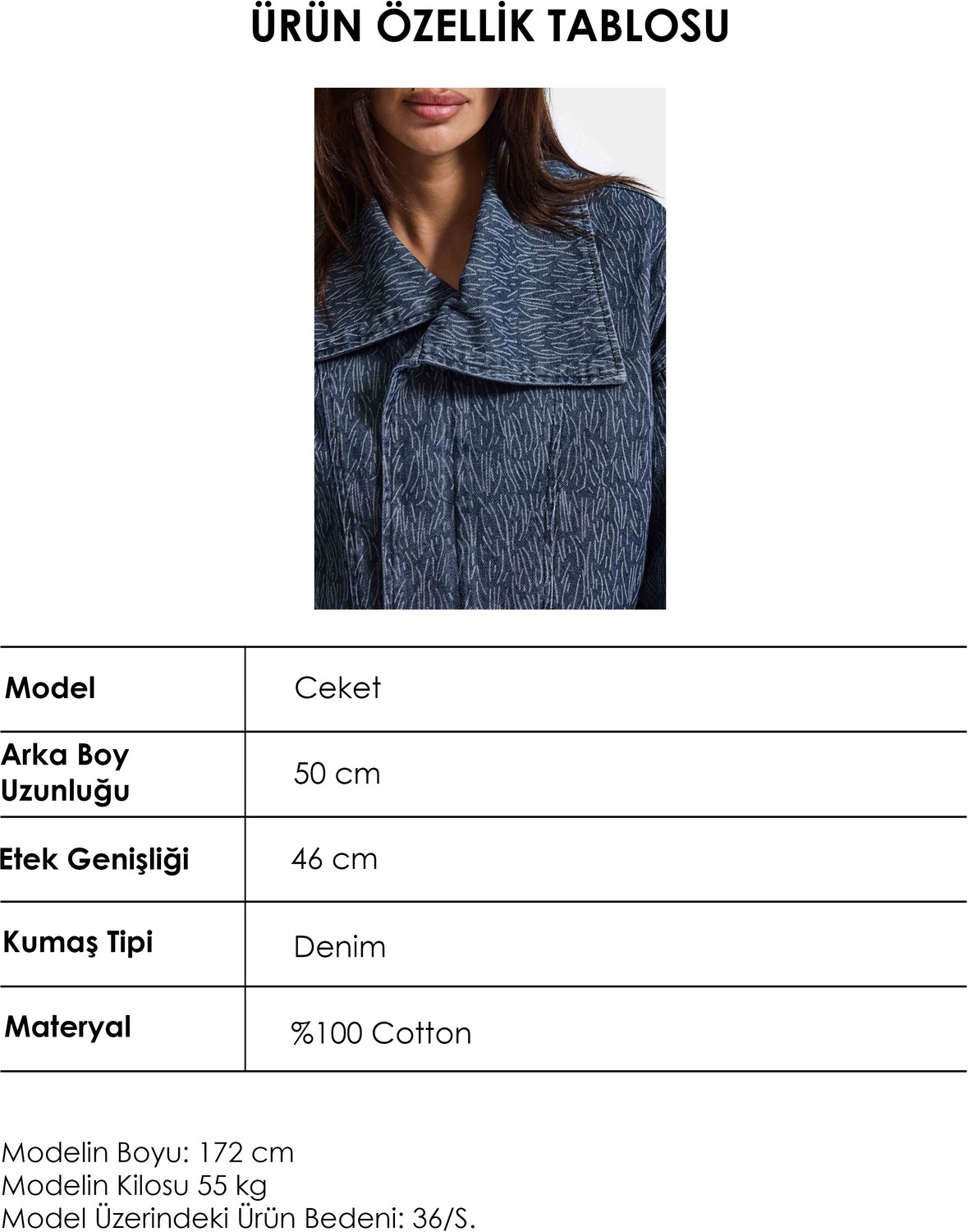It's Basic Kadın Mavi 9W6-197 Crop Kruvaze Özel Kumaş Tasarım Denim Ceket görsel 6