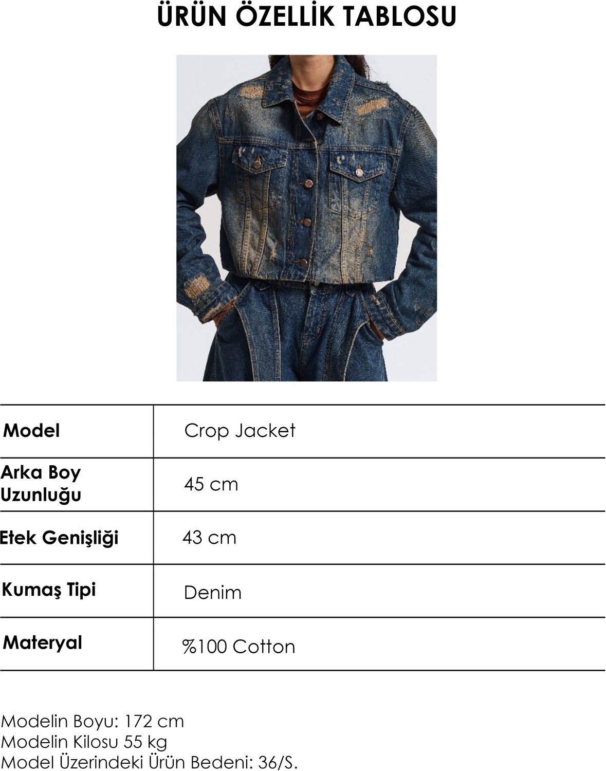 It's Basic Kadın Kot Rengi 10W6-8 Kemer Boy Oversize Özel Tasarım Denim Ceket görsel 6