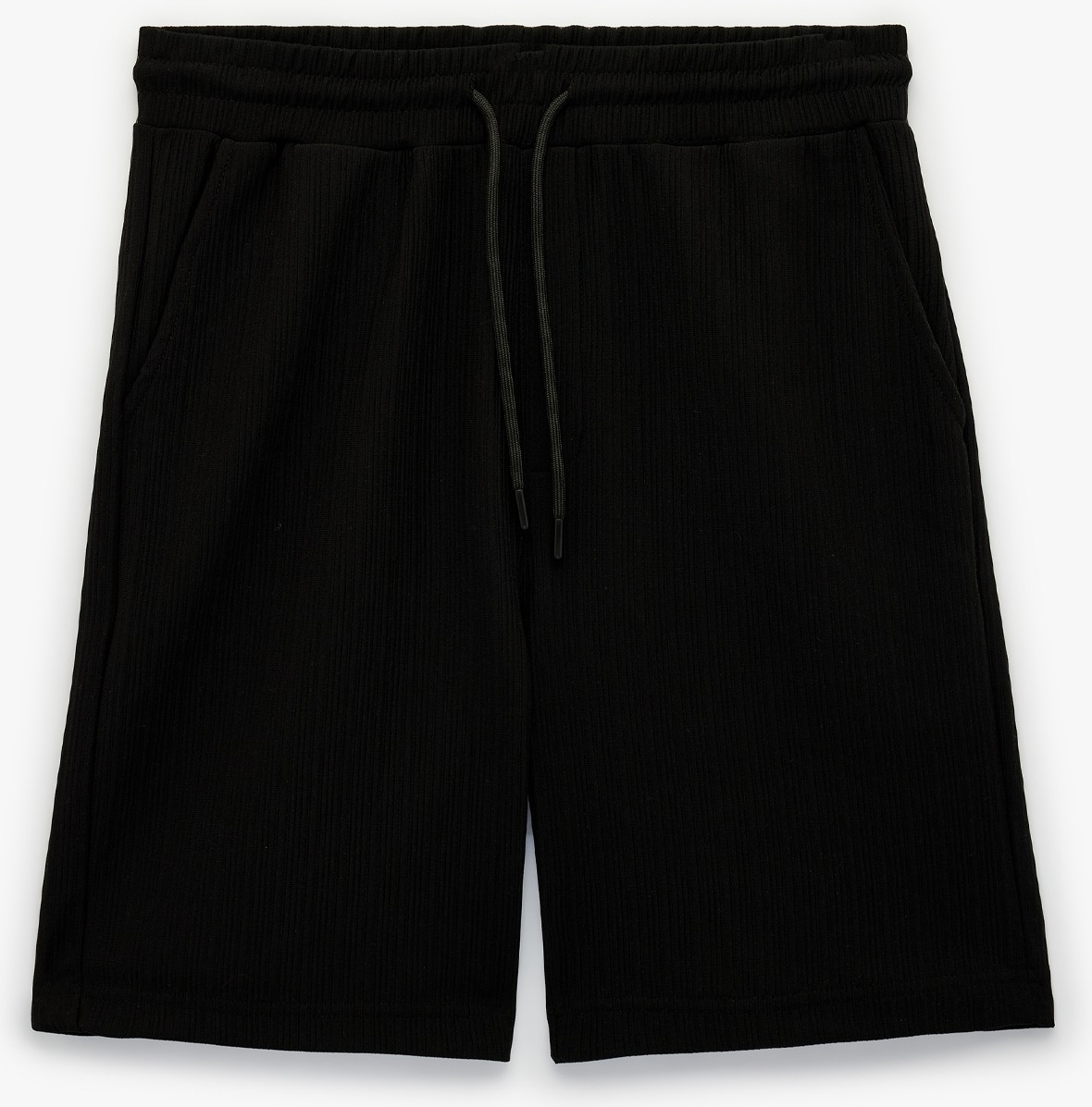 Koton Regular Fit Dokulu Cepli Beli Bağcıklı Şort görsel 3