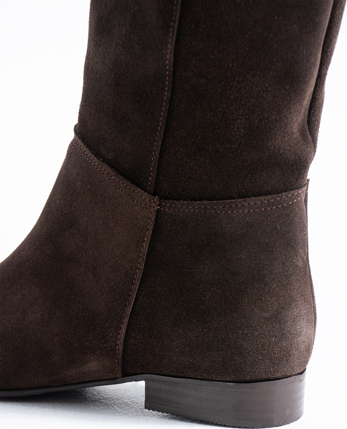 Duxal Shoes May Kadın Acıkahve Hakiki Deri Süet Fermuarsız Diz Altı Çizme