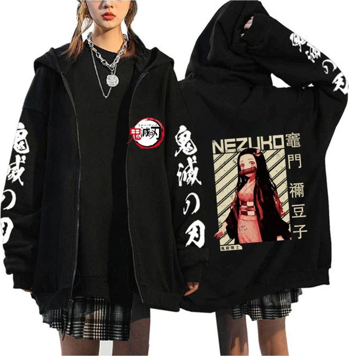 Tarzsokak Manga Baskılı Fermuarlı Sweatshirt Demon Slayer Mod.23 14550