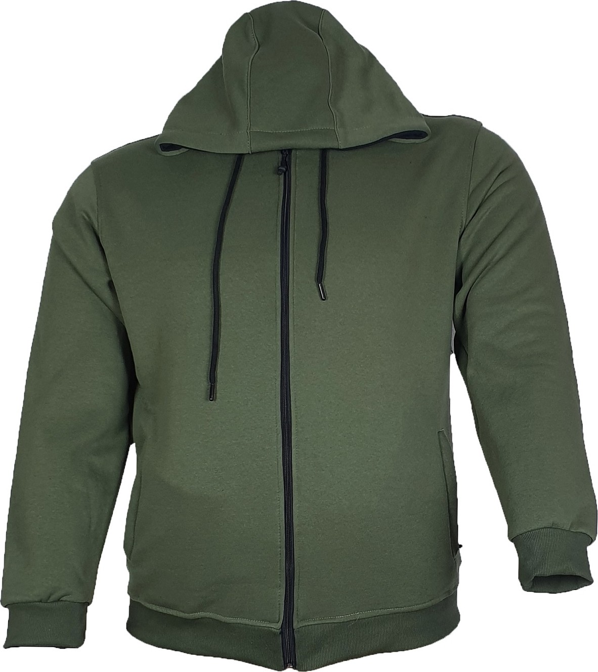 Lifeguard Haki Renkli Kadın Kapüşonlu Fermuarlı Büyük Beden Sweatshirt Rahat Kalıp