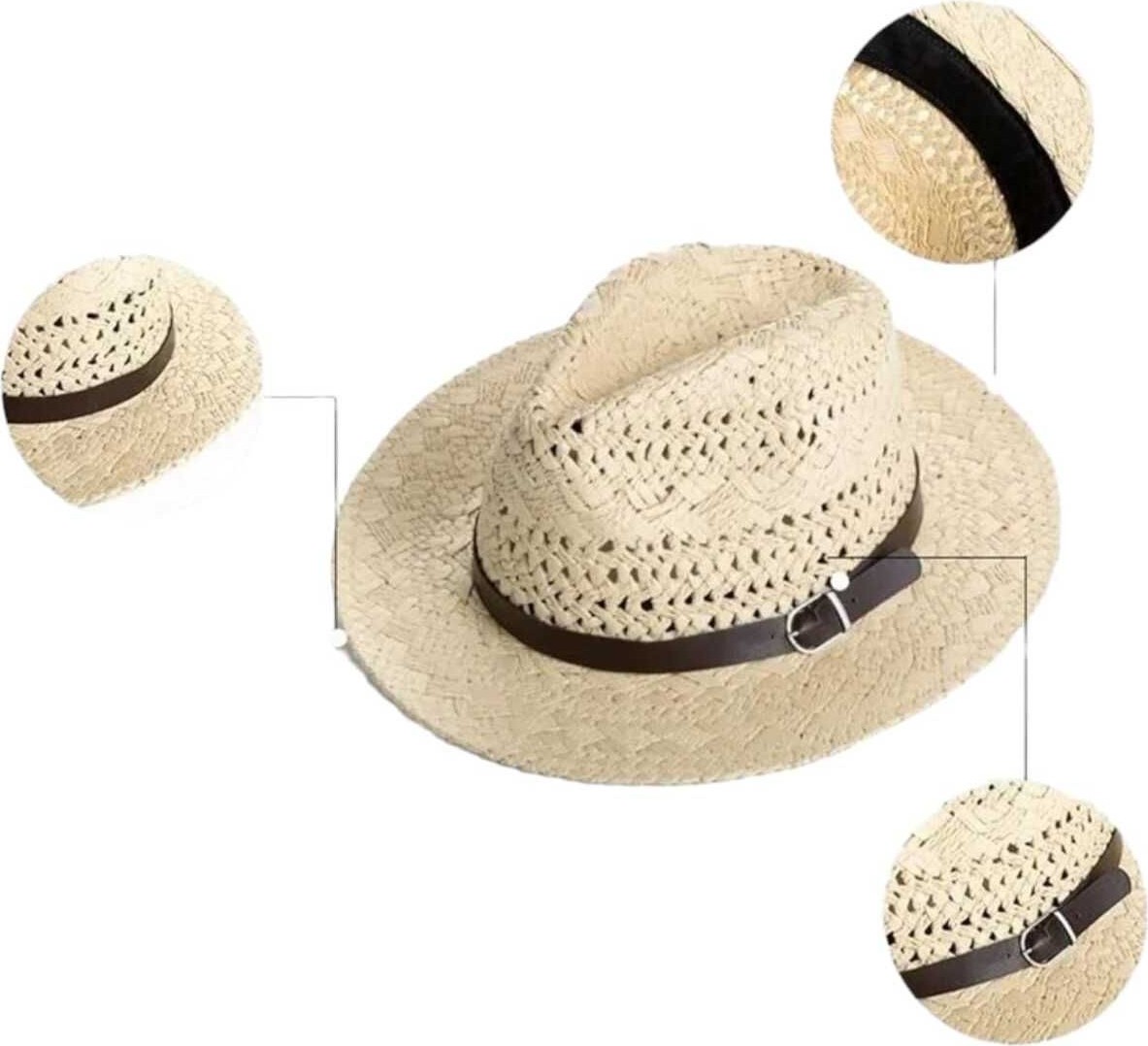 Uniquetrenders Unisex Yazlık Organik Örme Hasır Fötr Şapka görsel 3