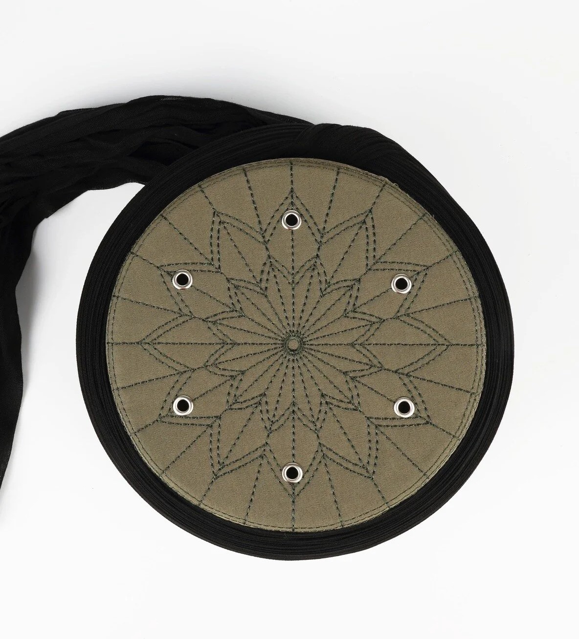 Sarıkhane Çocuk Talebe Sarığı-Siyah Kumaş-Yeşil Takke-Yuvarlak Sarım-Kuş Gözü-4 Metre (Züabeli) görsel 4