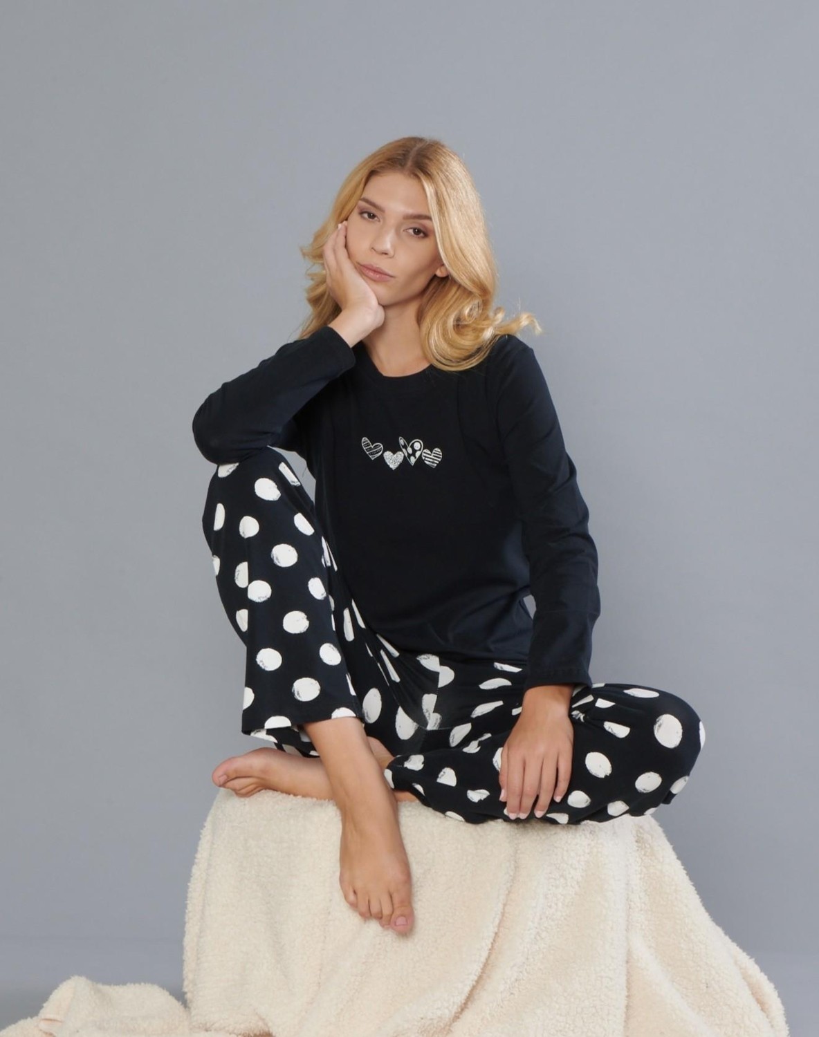Dowry Kadın %100 Pamuk Uzun Kollu Pijama Takımı 09-271 görsel 5
