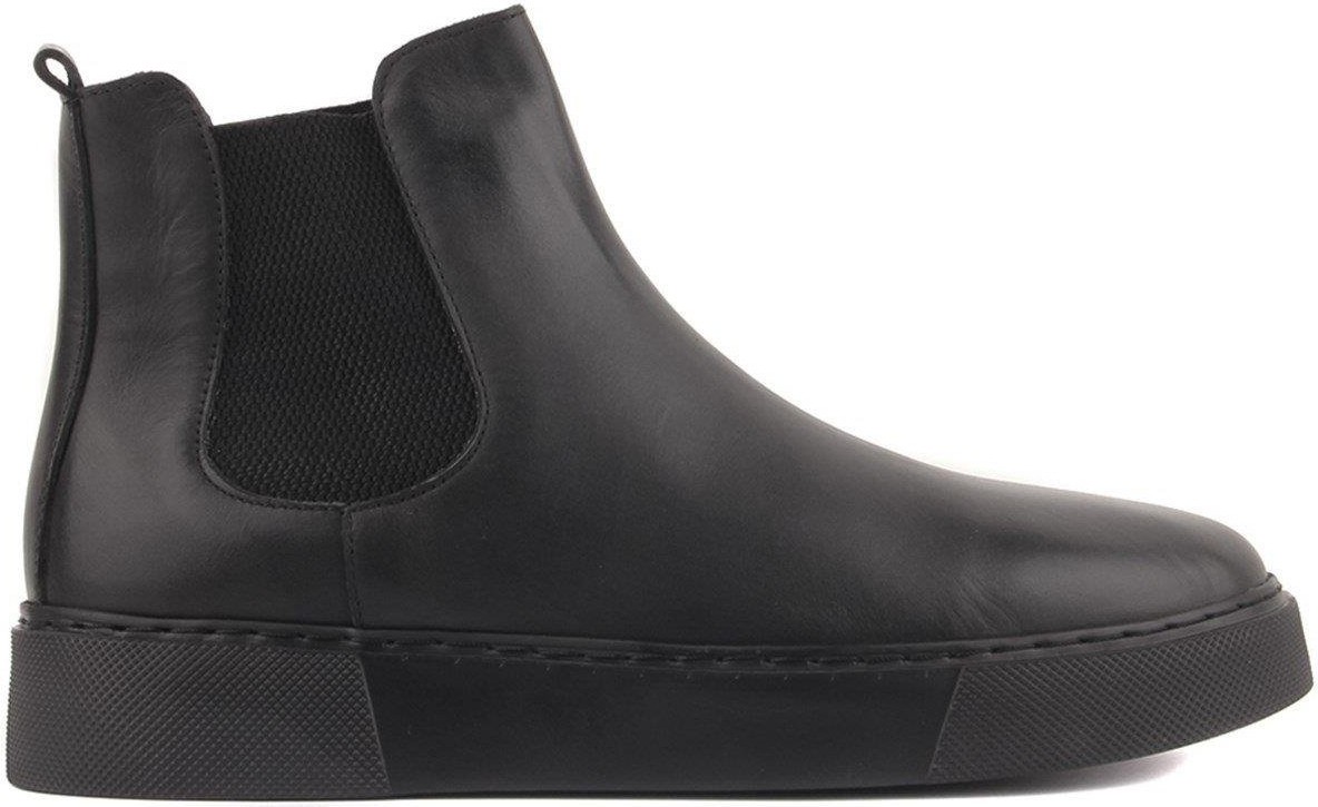 Shoetyle - Siyah Hakiki Deri Erkek Chelsea Bot - Siyah Taban - 250-041