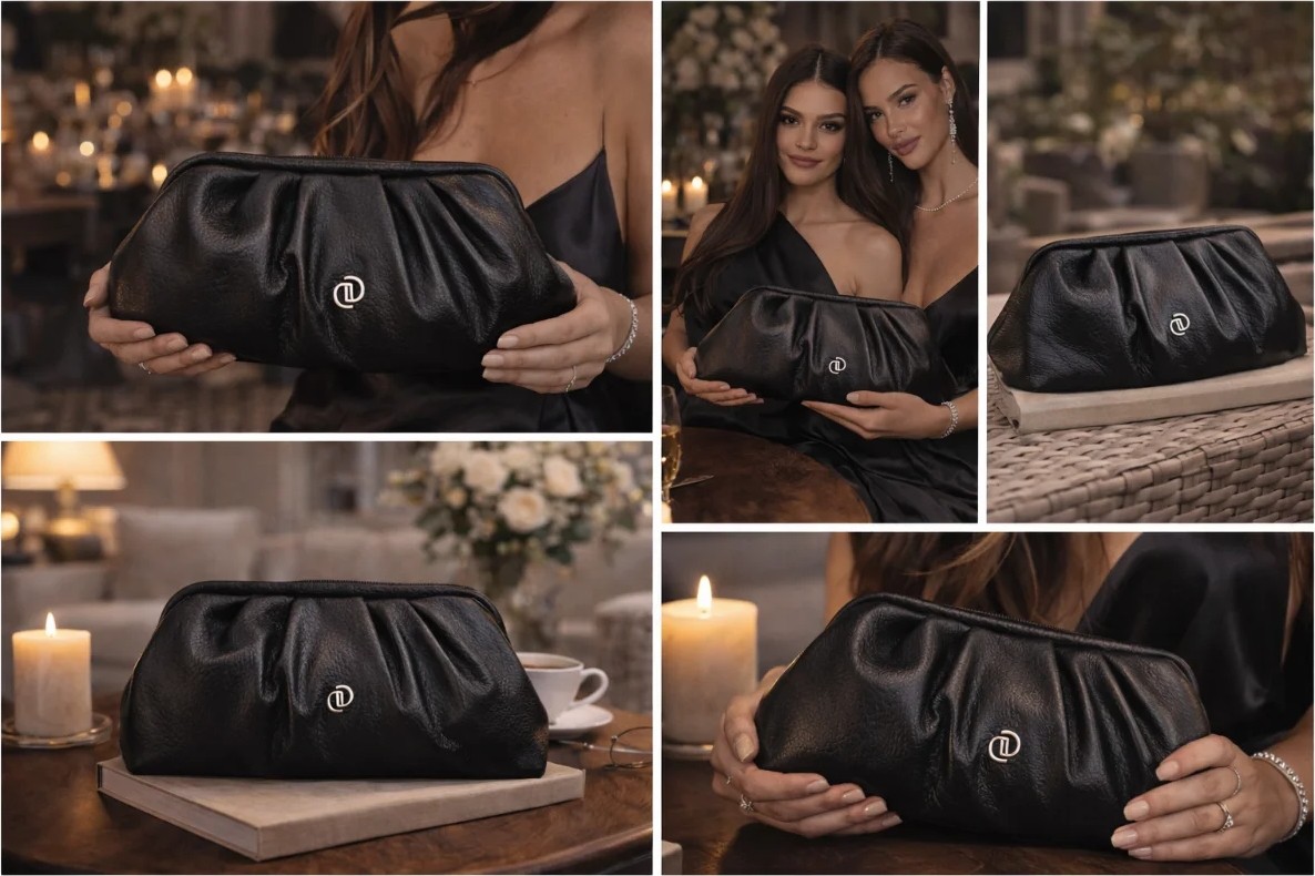 Siyah Büzgülü Tasarım Kadın Portföy Çanta | Siyah T8301 görsel 3