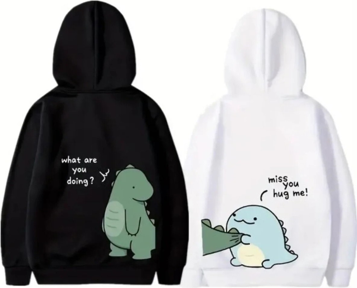 Tarz Yeri Sevgililer Günü Baskılı Oversize Kapüşonlu Sweatshirt Hoodie - Beyaz görsel 2