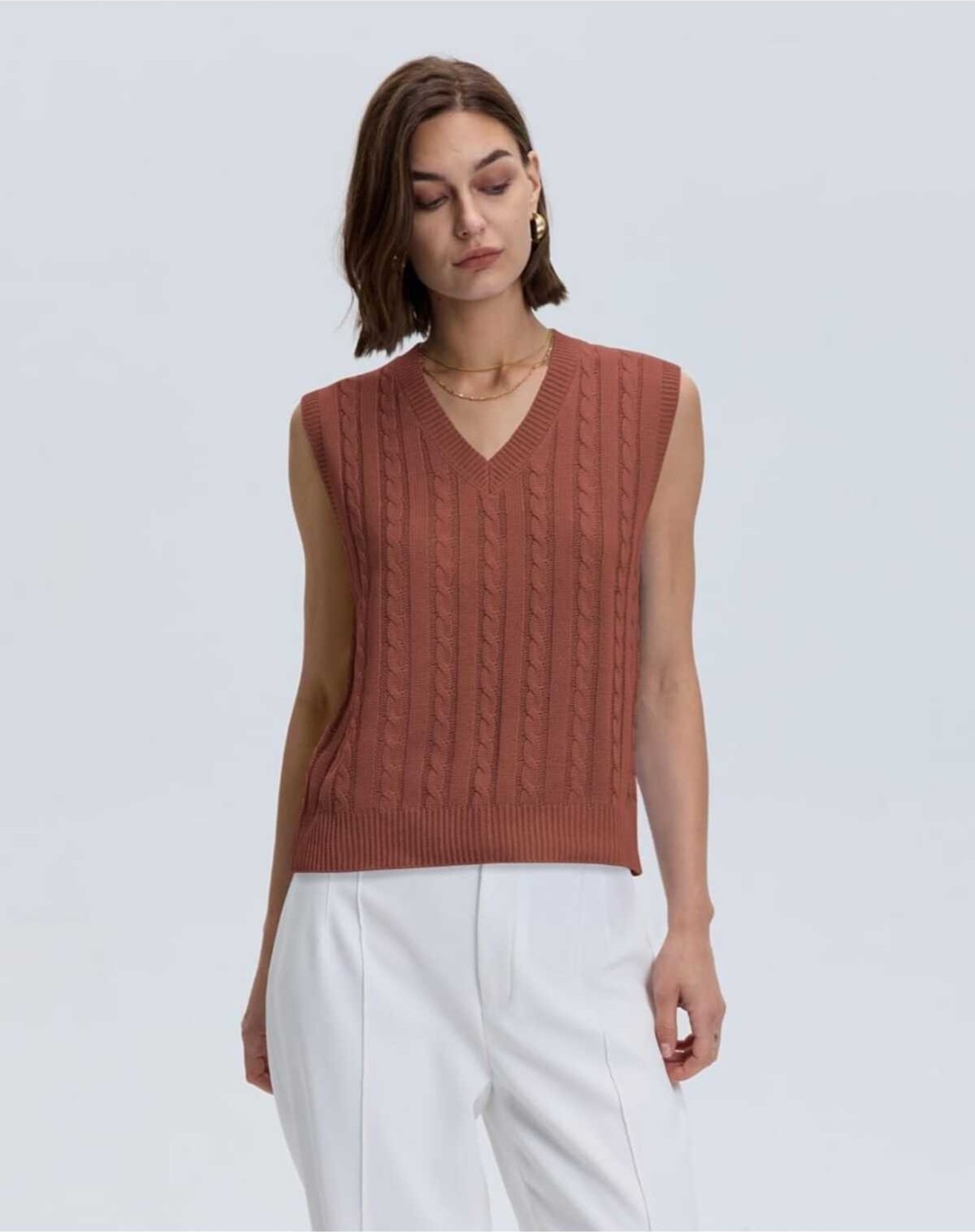 Youknitwear You Lim %100 Pamuk V Yaka Kadın Süveter görsel 5