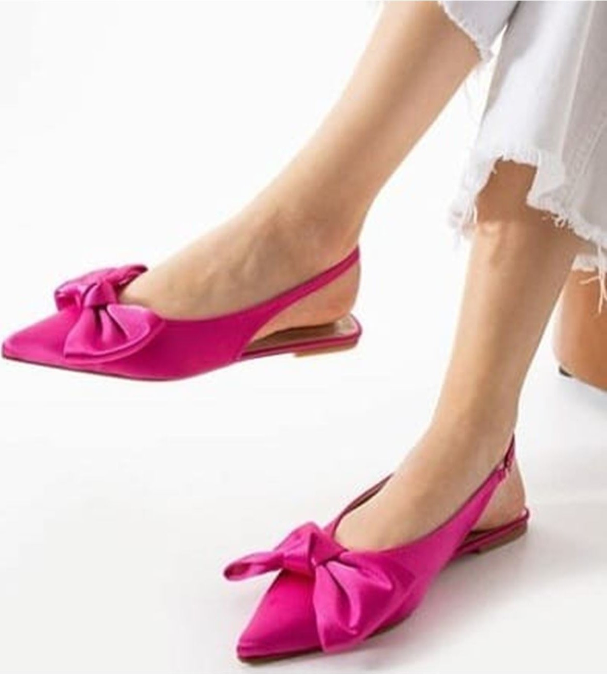 Shoegar Cenya Fuşya Saten Babet Ayakkabı görsel 2