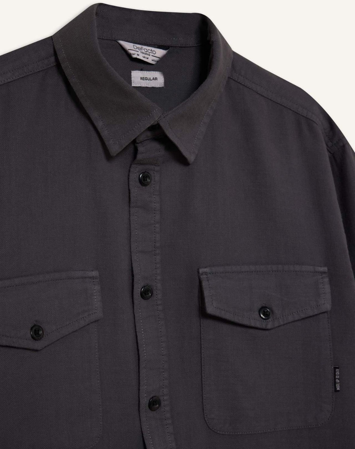 DeFacto %100 Pamuk Regular Fit Polo Yaka Basic Uzun Kollu Gömlek B2654AX25SP görsel 7
