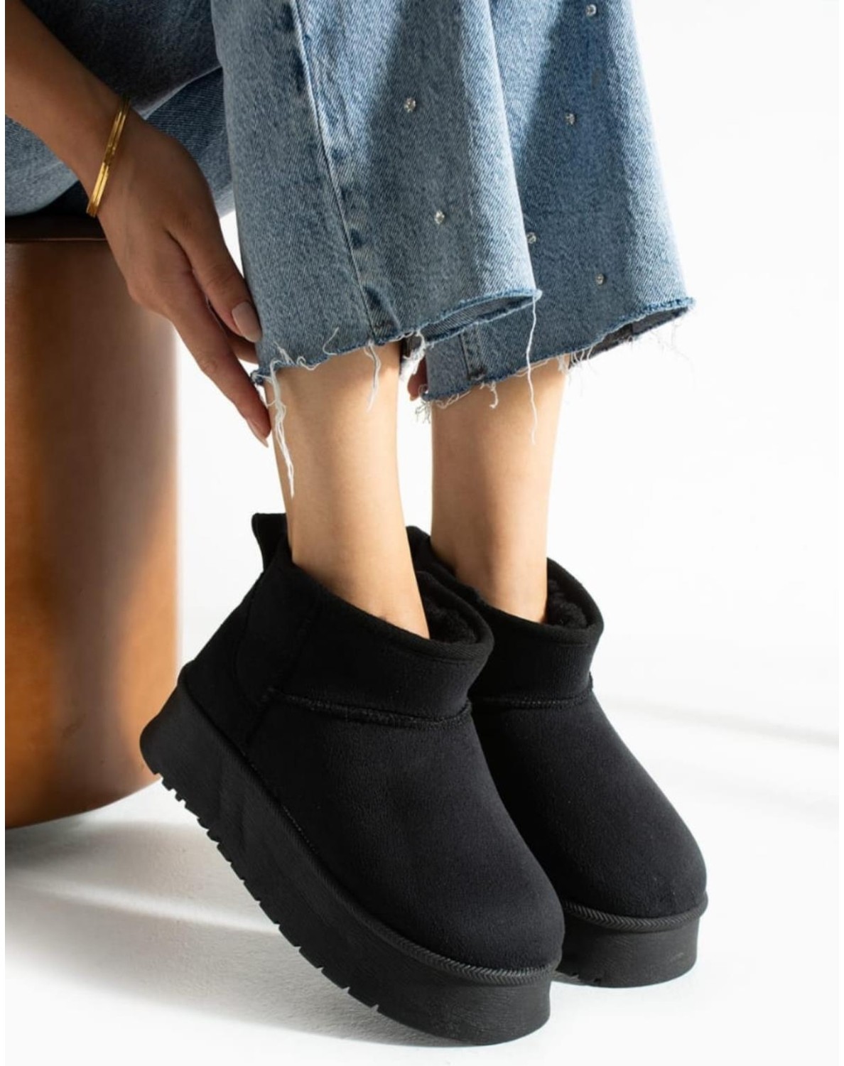 Neon Shoes Kadın Süet Içi Kürklü Yünlü Kalın Tabanlı Kışlık Bilekte Kısa Ug Bot & Bootie görsel 2