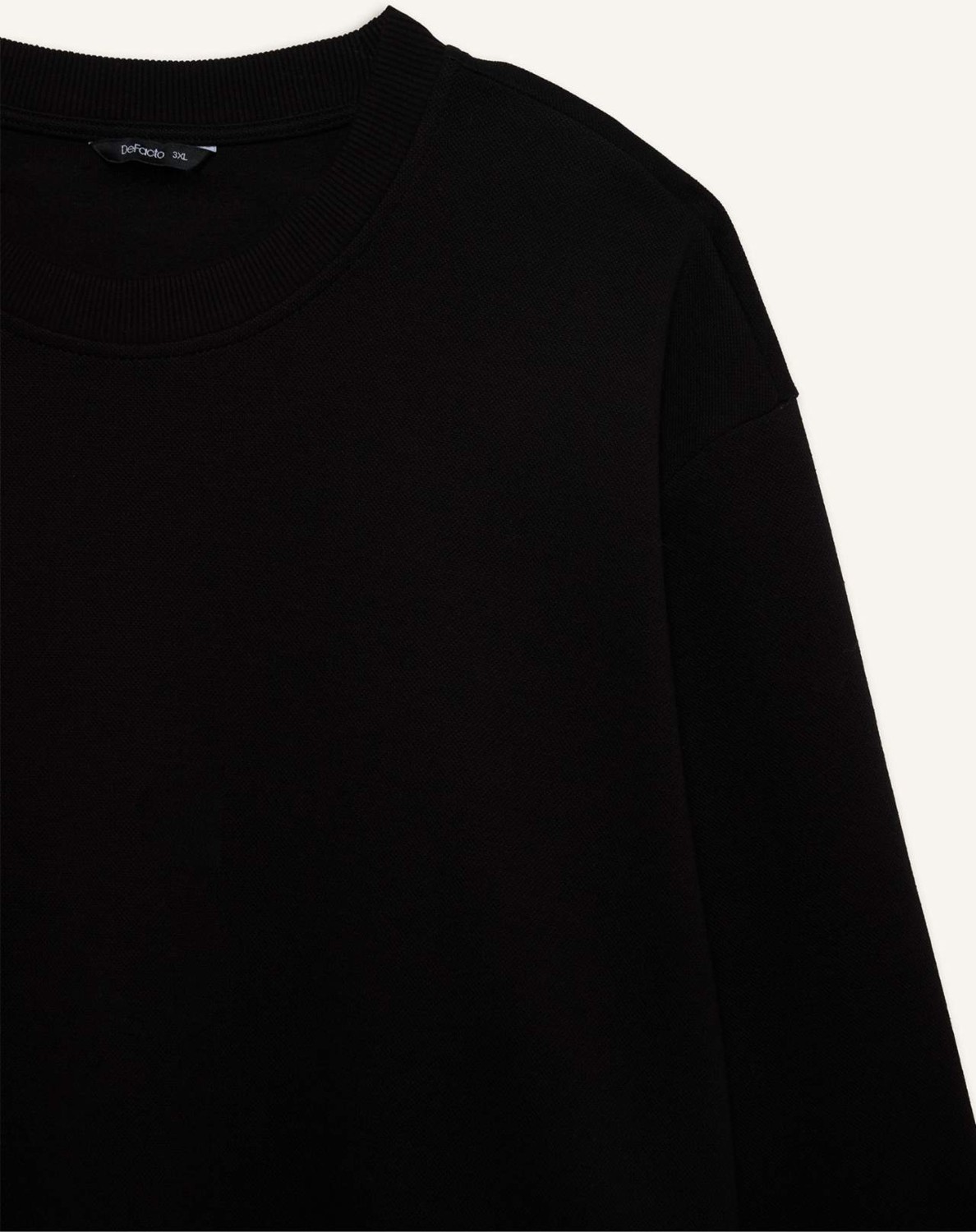 DeFacto Pamuklu Boxy Fit Büyük Beden Bisiklet Yaka Pike Sweatshirt H1001AX26SP görsel 5