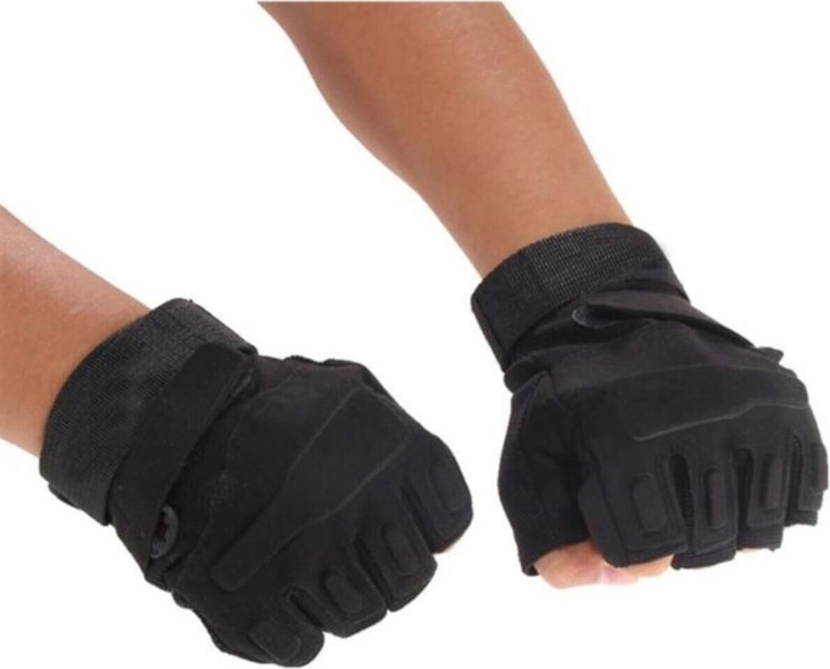 Mediterian Siyah Taktik Eldiven, Dayanıklı ve Konforlu Koruma, Polyester, Dokuma Malzeme görsel 3