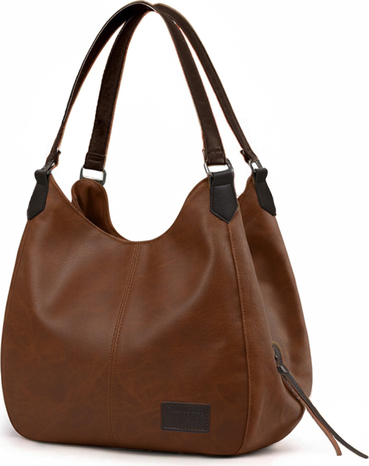 Cappadocia Vintage Myra Kadın Pu Deri Günlük Omuz Çantası Üç Bölmeli Hobo Tote El Çantası