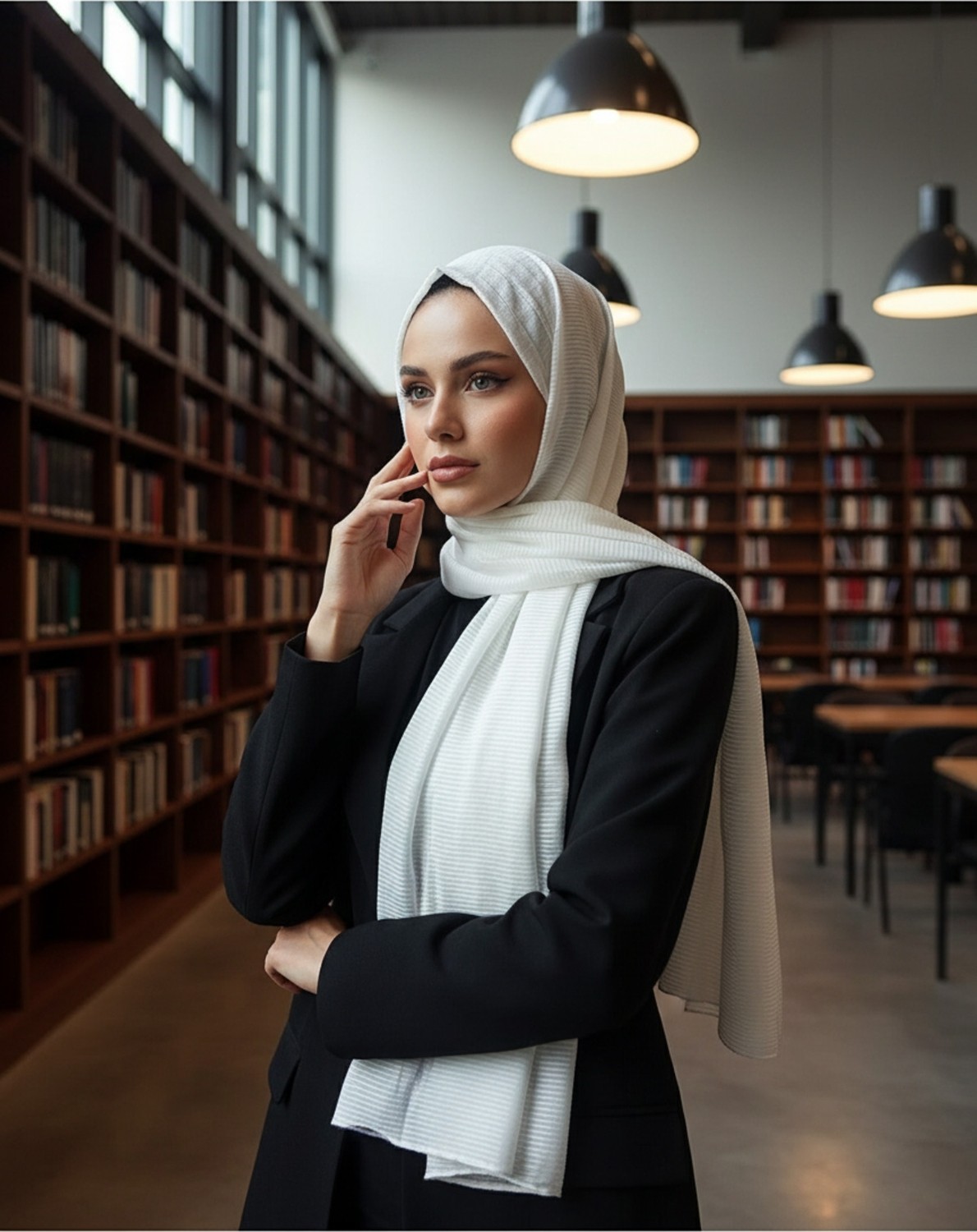 Modakaşmir Moda Kaşmir Misto Çizgili Pamuklu Şal görsel 7