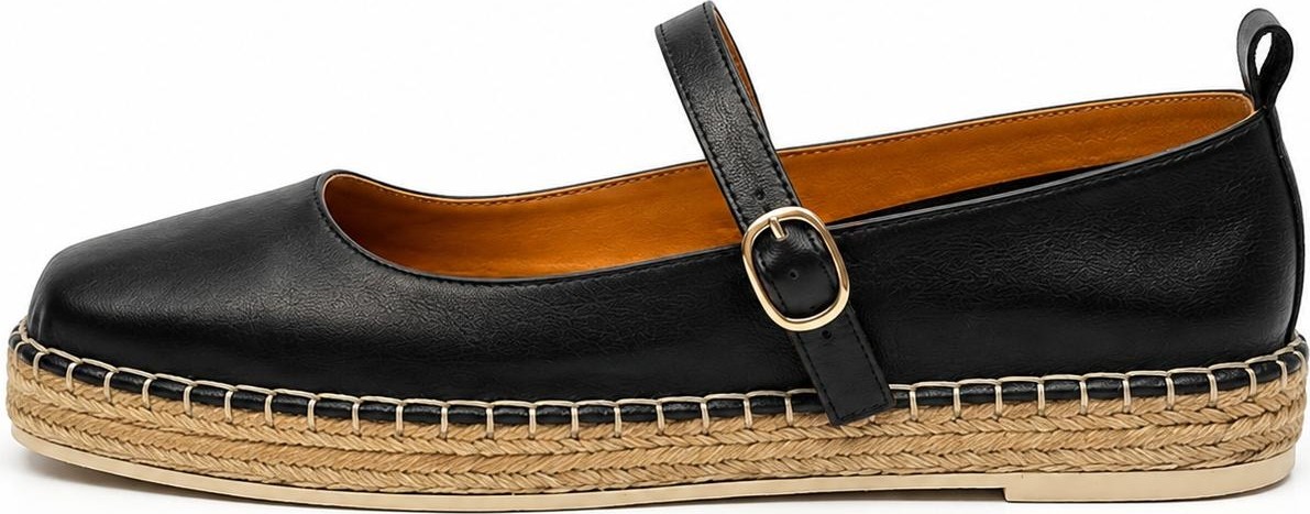 Butik Noble Shoes Hakiki Deri Siyah Kadın Espadril Babet görsel 3