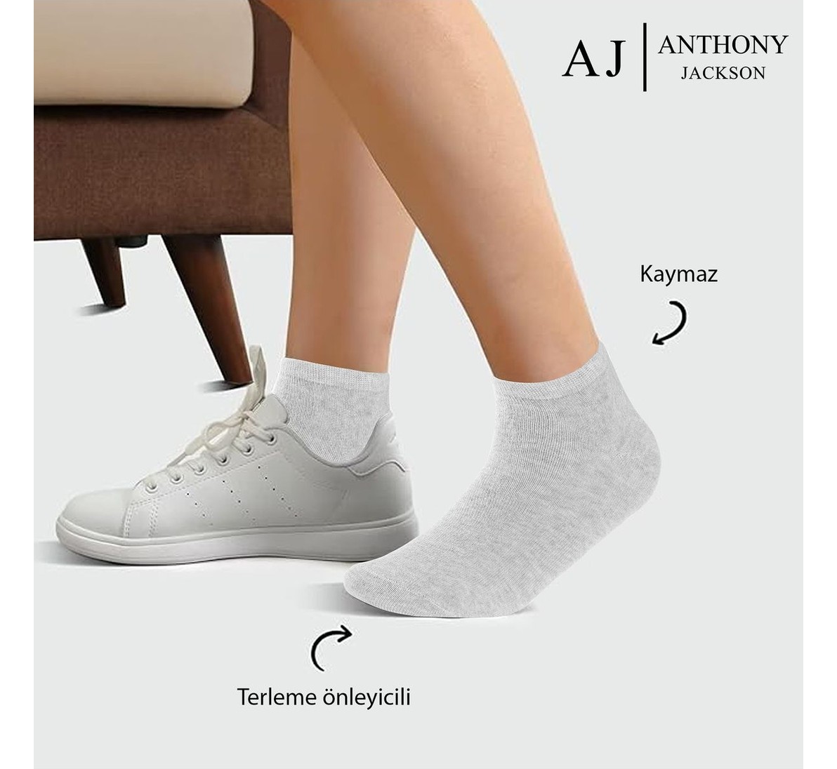 Anthony Jackson 10 Çift Kutulu Bambu Premium Bay-Bayan Patik Çorap - Bilek Boy Kısa Spor Koşu ve Yürüyüş Çorabı görsel 8