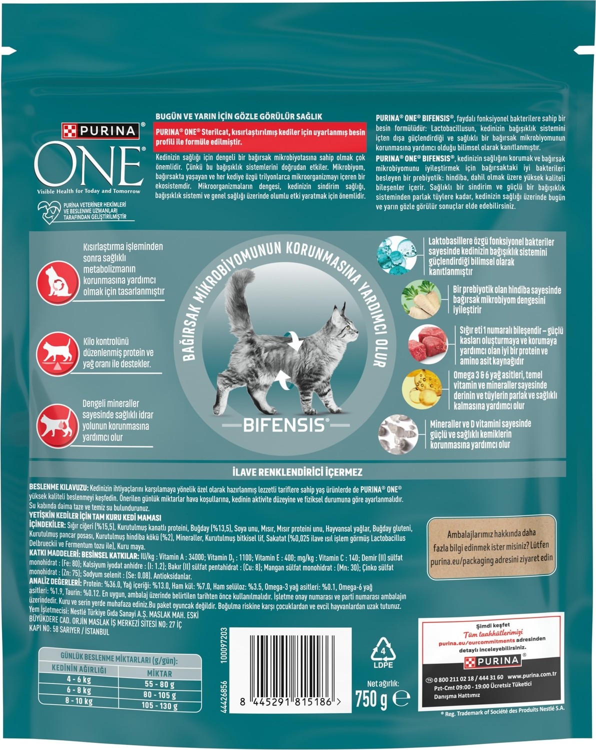 Die Grup Purina One Sterilcat Sığır Etli Kısırlaştırılmış Kuru Kedi Maması 750G görsel 2