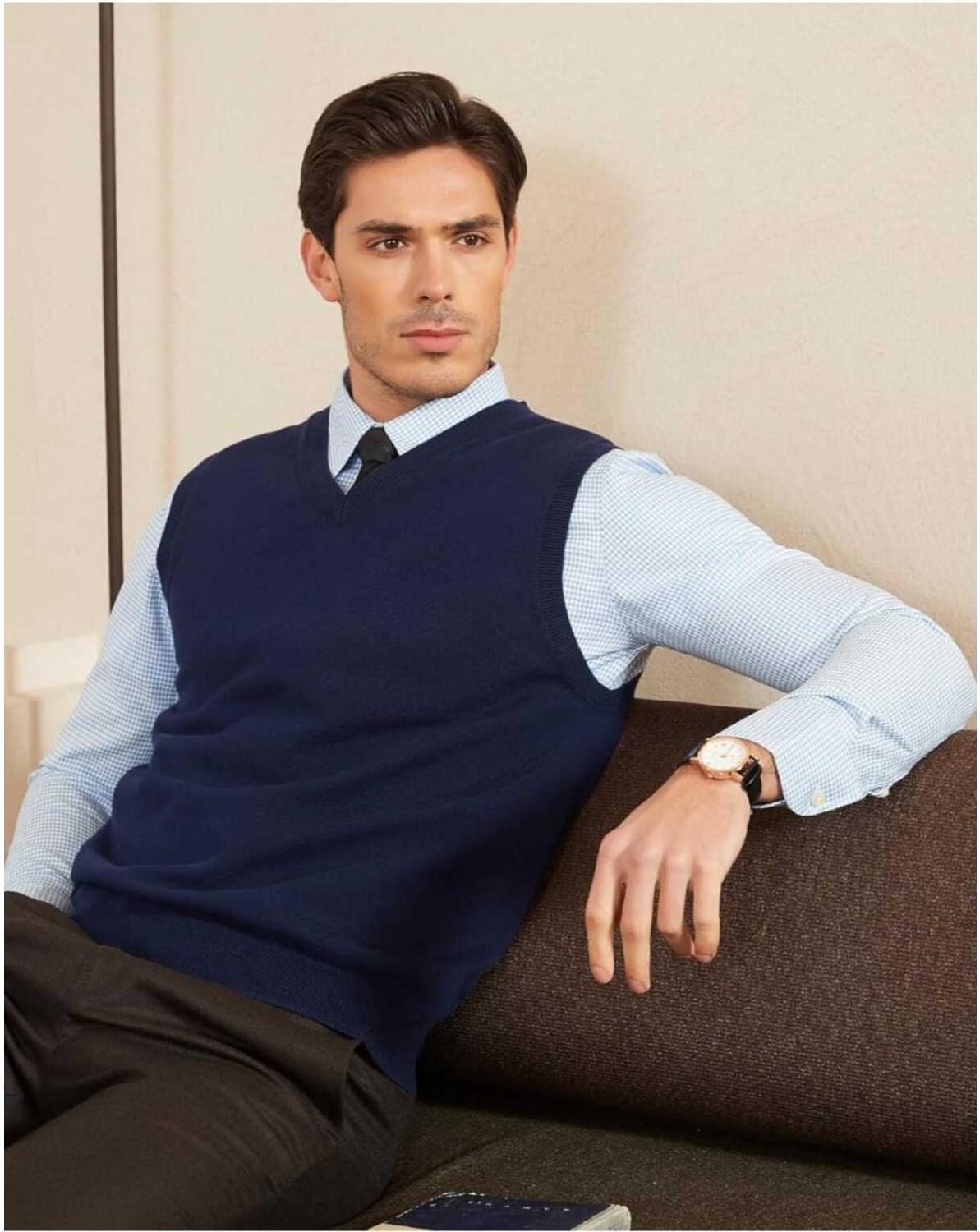 Youknitwear You Shaun %100 Pamuk V Yka Erkek Triko Süveter görsel 2