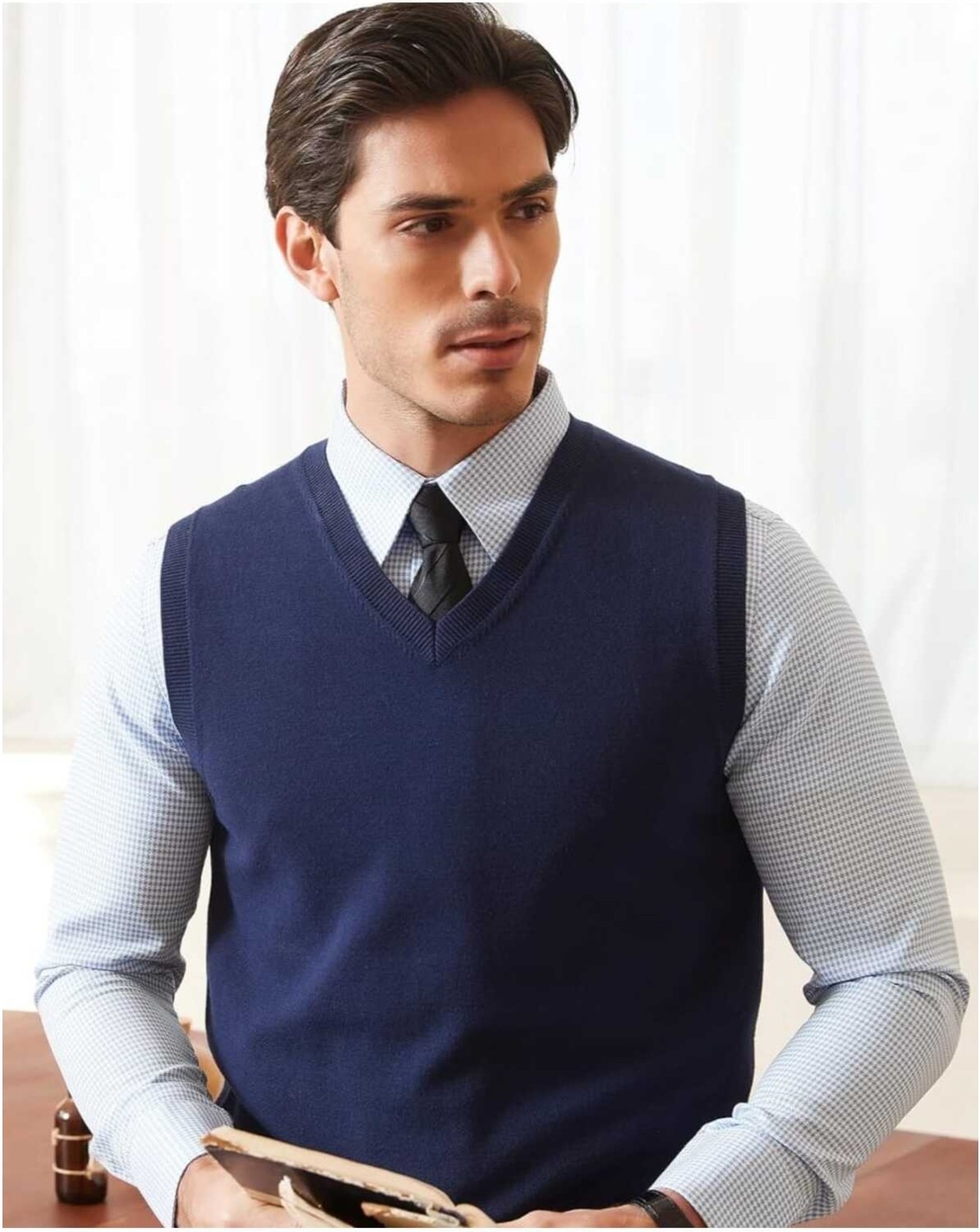 Youknitwear You Shaun %100 Pamuk V Yka Erkek Triko Süveter görsel 3