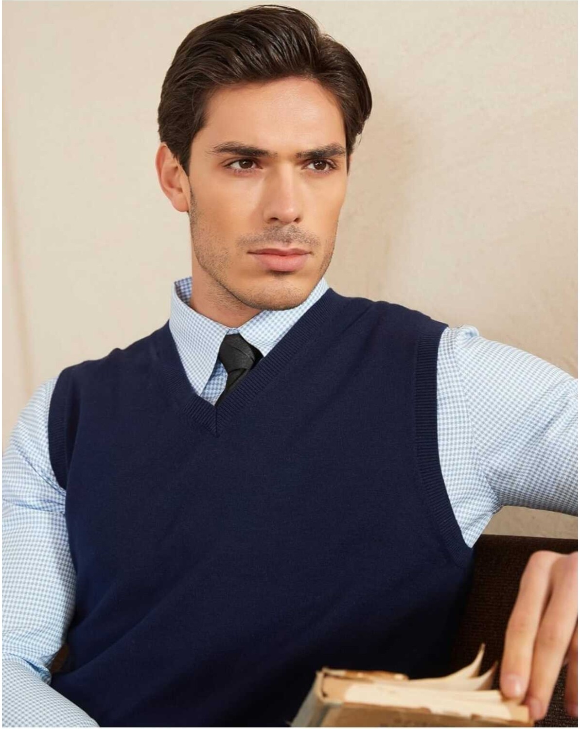 Youknitwear You Shaun %100 Pamuk V Yka Erkek Triko Süveter görsel 4