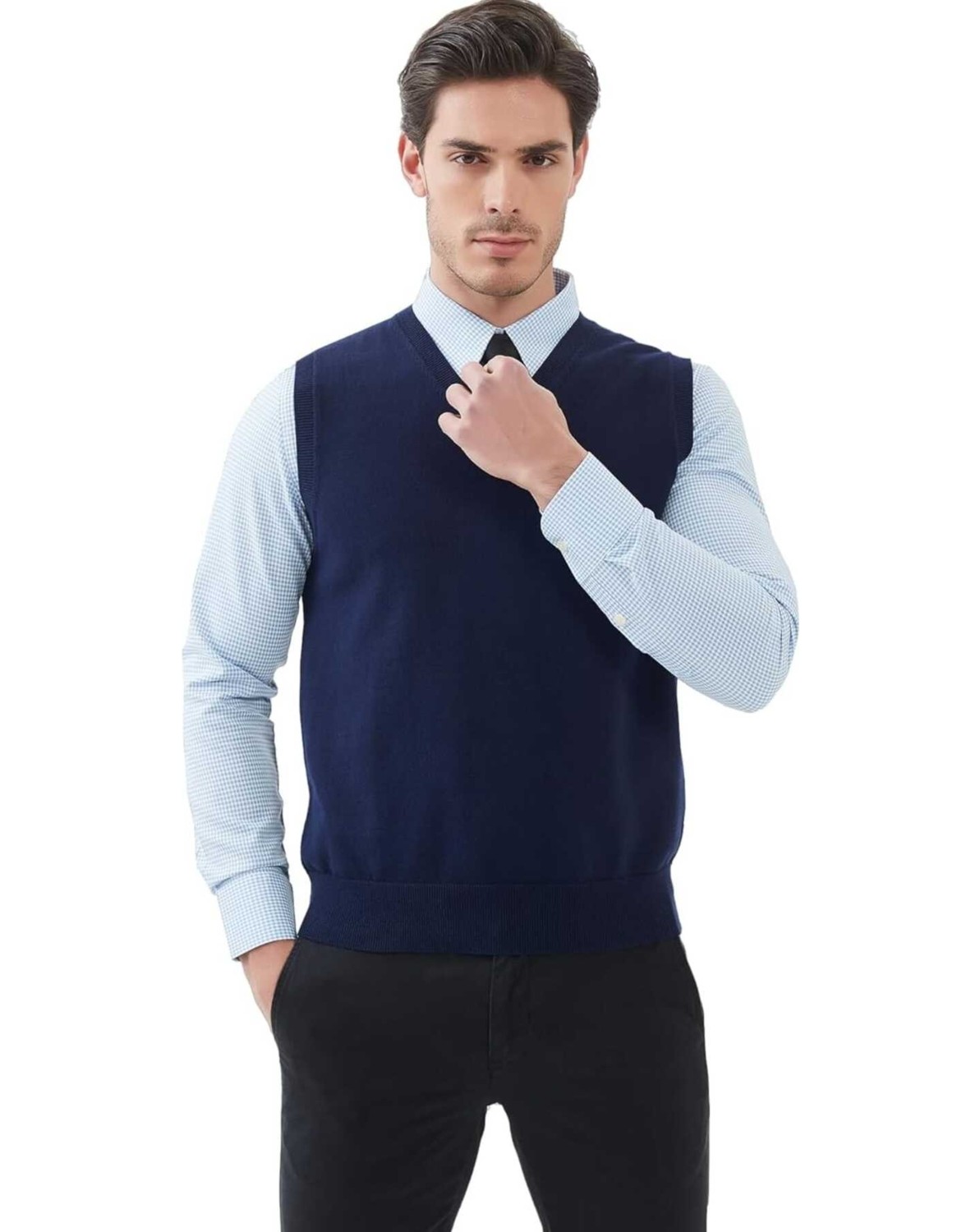 Youknitwear You Shaun %100 Pamuk V Yka Erkek Triko Süveter görsel 8
