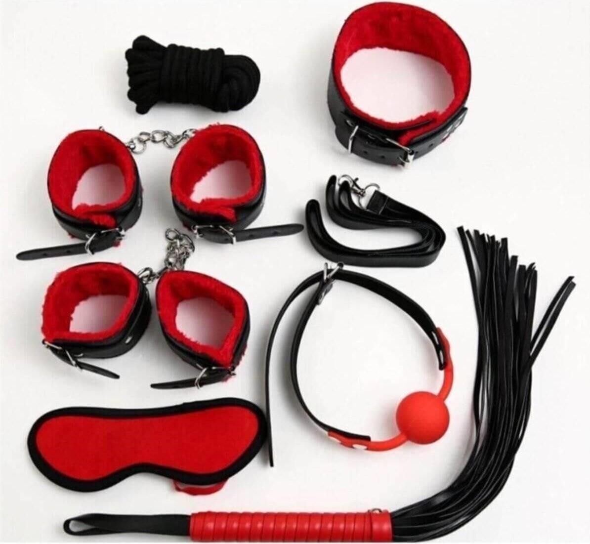 Civetta Kırmızı/siyah Içi Tüylü Deri 7'li Harness Set görsel 2