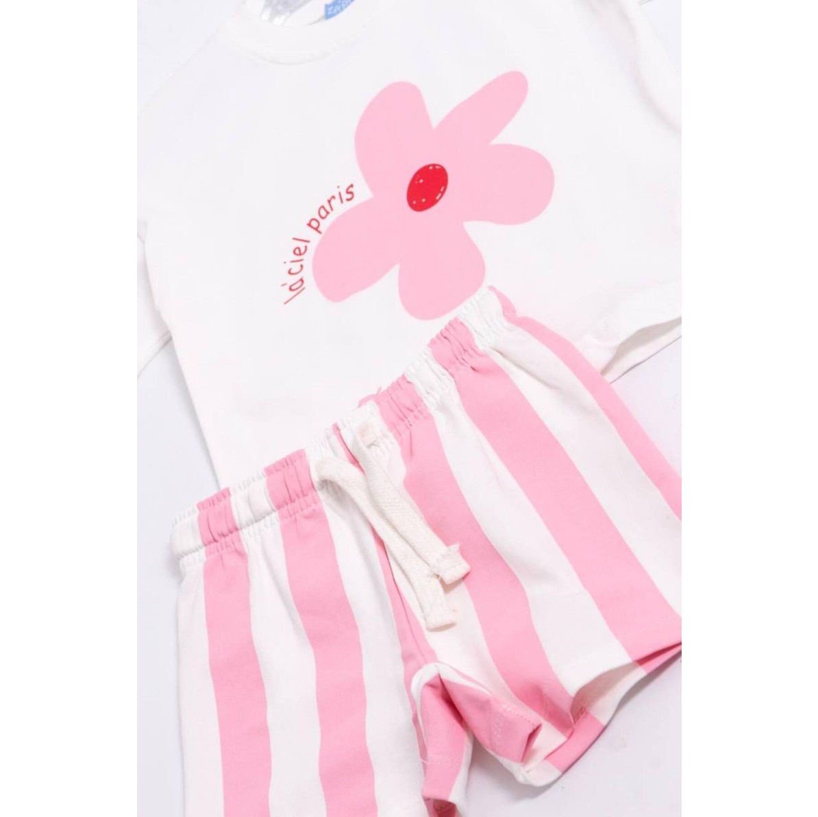 2kids2mom Laciel Paris Çiçek Baskılı T-Shirt ve Müslin Şort Alt Üst Takım görsel 2