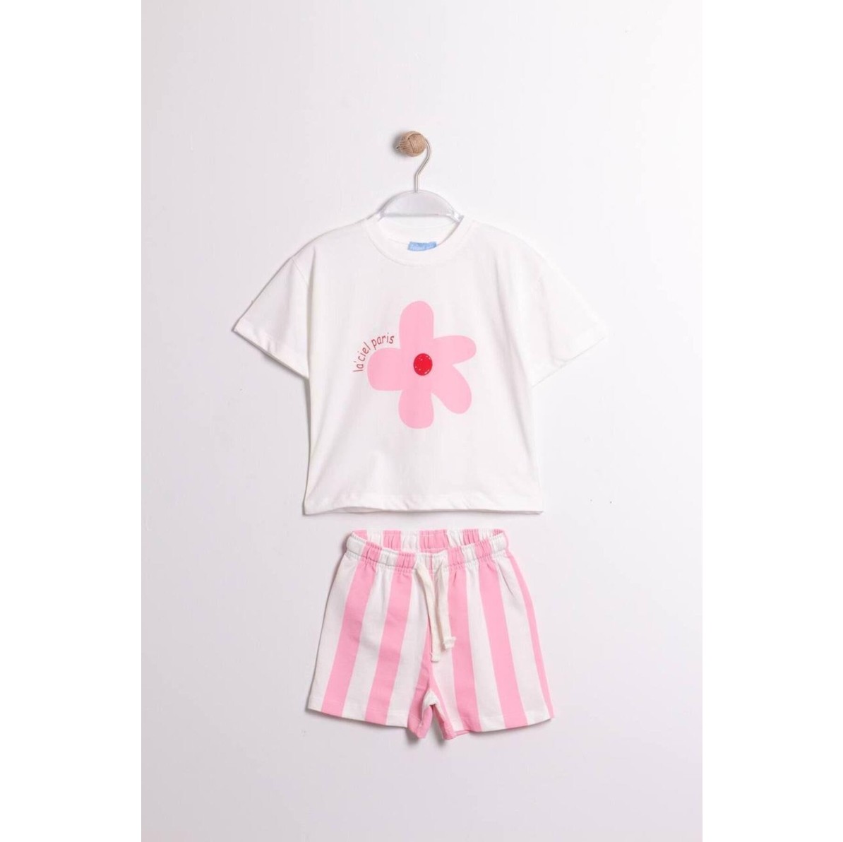 2kids2mom Laciel Paris Çiçek Baskılı T-Shirt ve Müslin Şort Alt Üst Takım görsel 3
