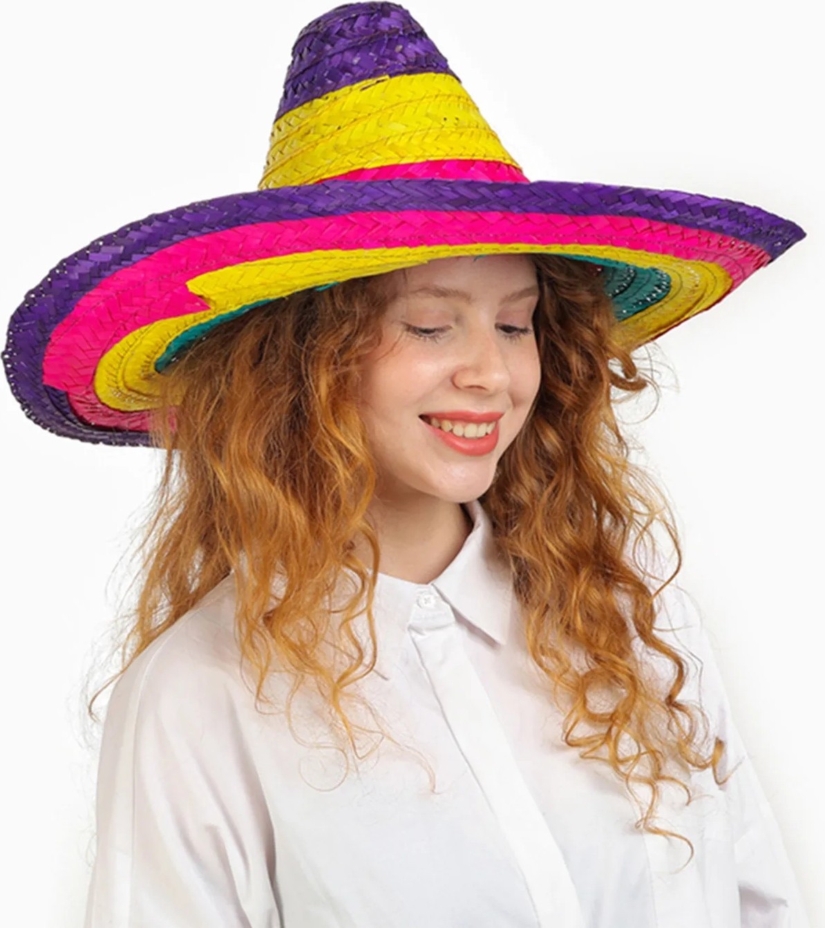 TeknoKapsül Sombrero Meksika Şapkası Renkli Örme Hasır Çuk Boy görsel 3