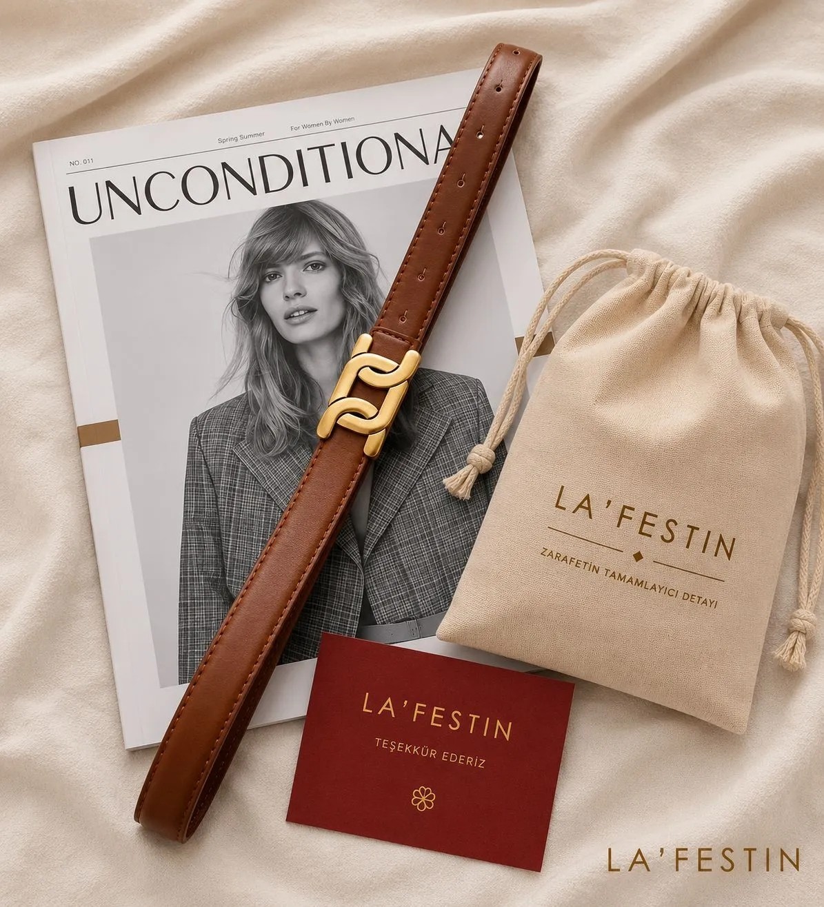 Lafestin Gold Toka Kadın Kemer , Pantolon Kemeri, Gömlek Kemeri,ceket Kemeri