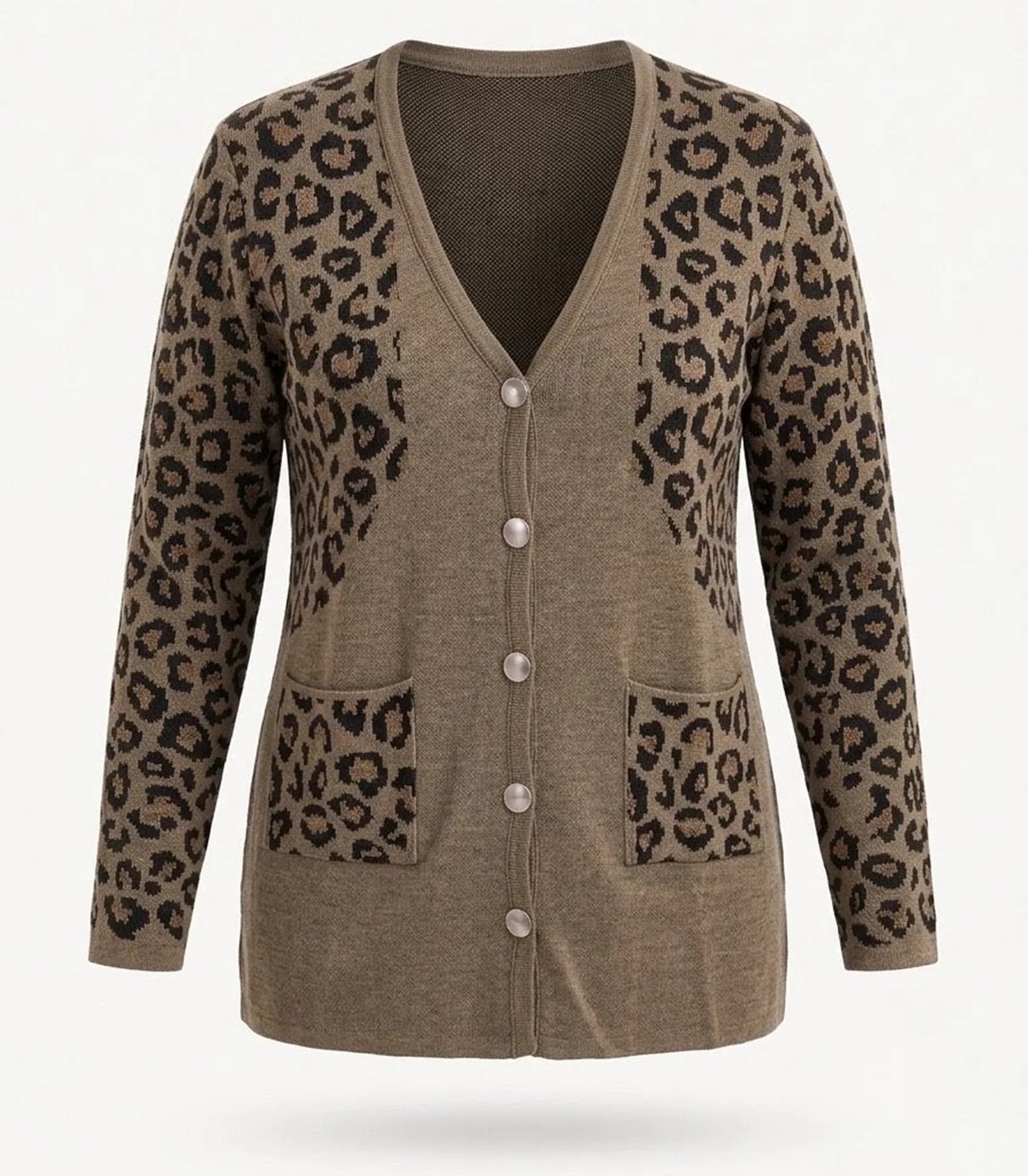 Onno Style Simli Leopar Desen Klasik Düğmeli Ceket görsel 2