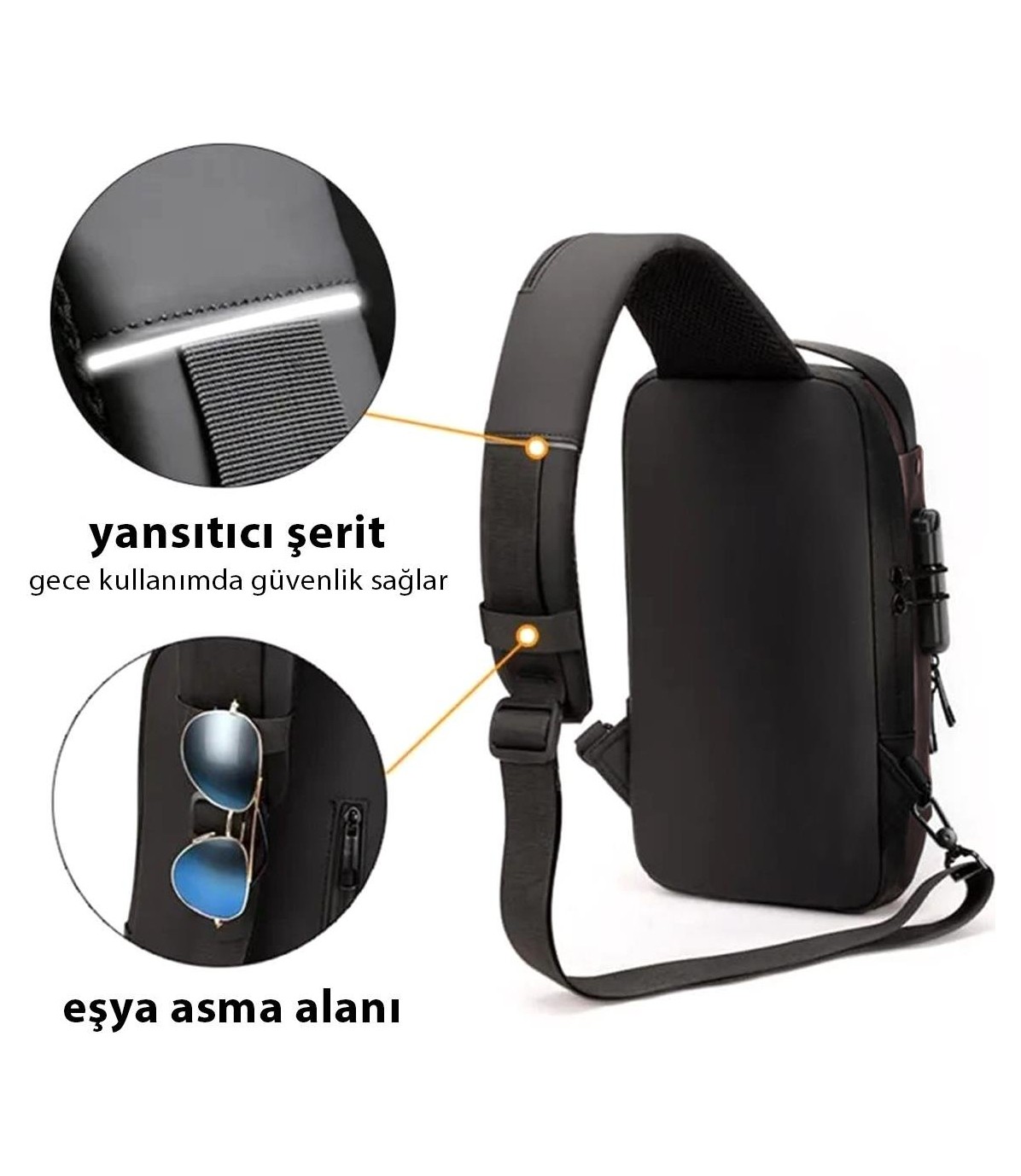 Newish Polo Erkek Siyah Usb Çıkışlı Çapraz Askılı Omuz ve Bel Çantası newpolo222 görsel 6