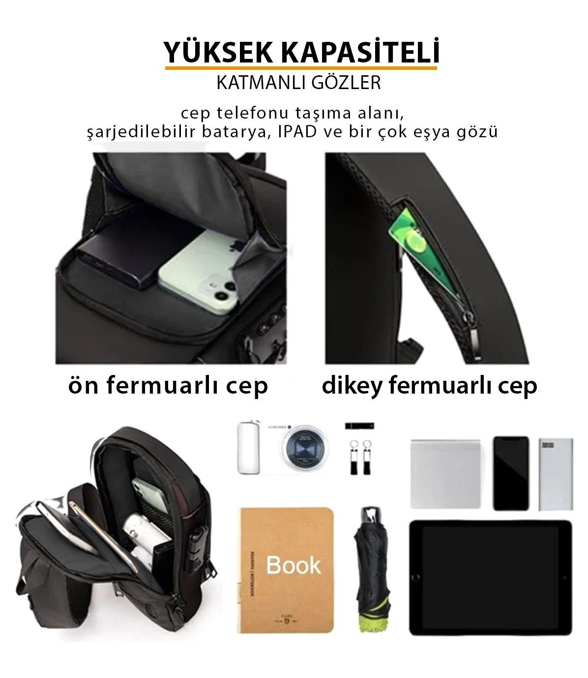 Newish Polo Erkek Siyah Usb Çıkışlı Çapraz Askılı Omuz ve Bel Çantası newpolo222 görsel 8