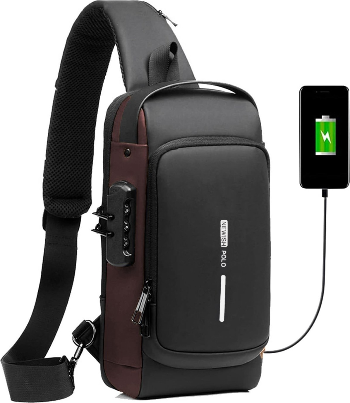 Newish Erkek Siyah Usb Çıkışlı Çapraz Askılı Suni Deri Çanta Ergonomik Tasarım ve Şık Görünüm new222 görsel 7