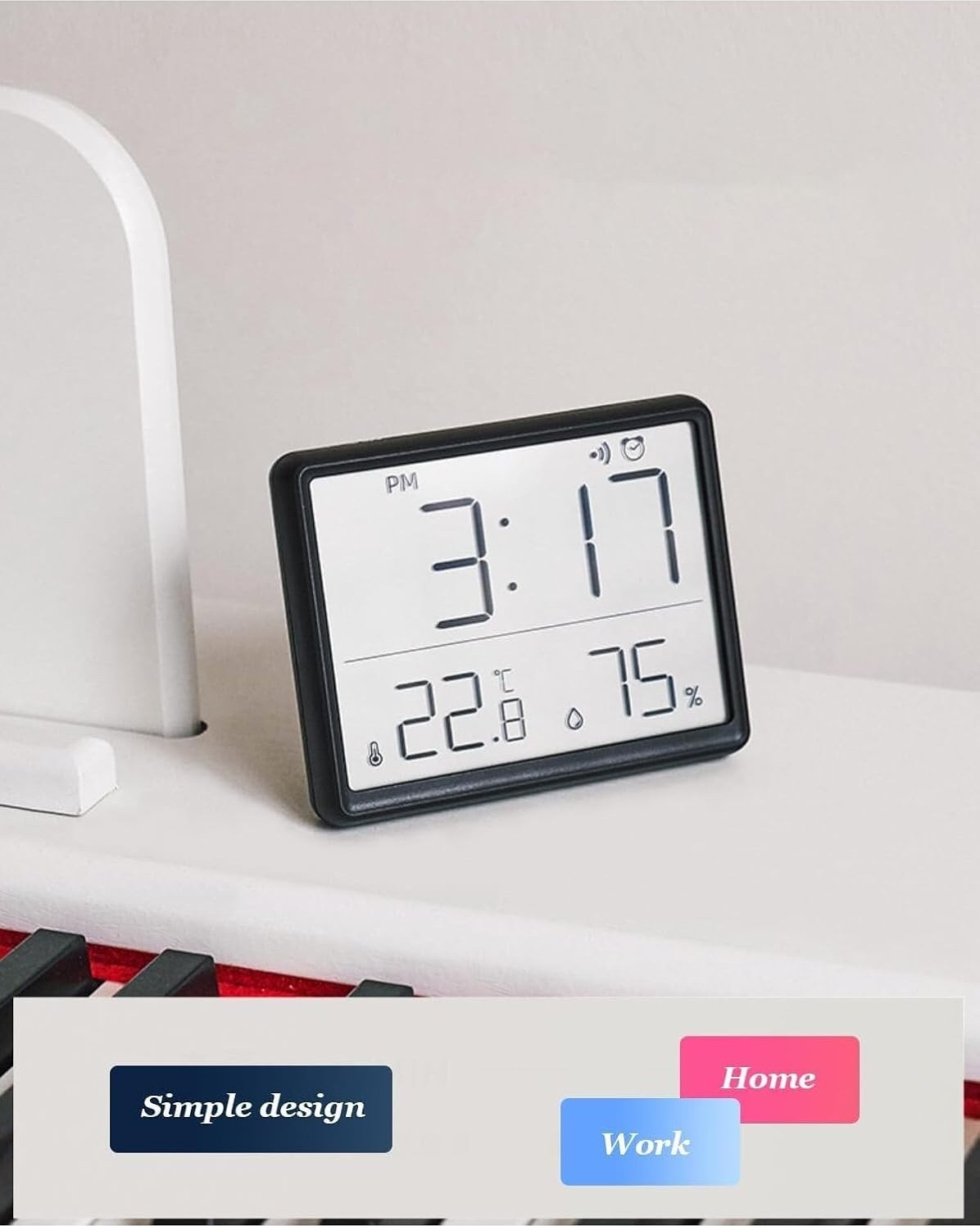 Özkaya Store Dijital Mini Saat LCD Ultra Ince Mıknatıslı Buzdolabı Saati Alarmlı Nem ve Sıcaklık Göstergeli 9X7CM görsel 5