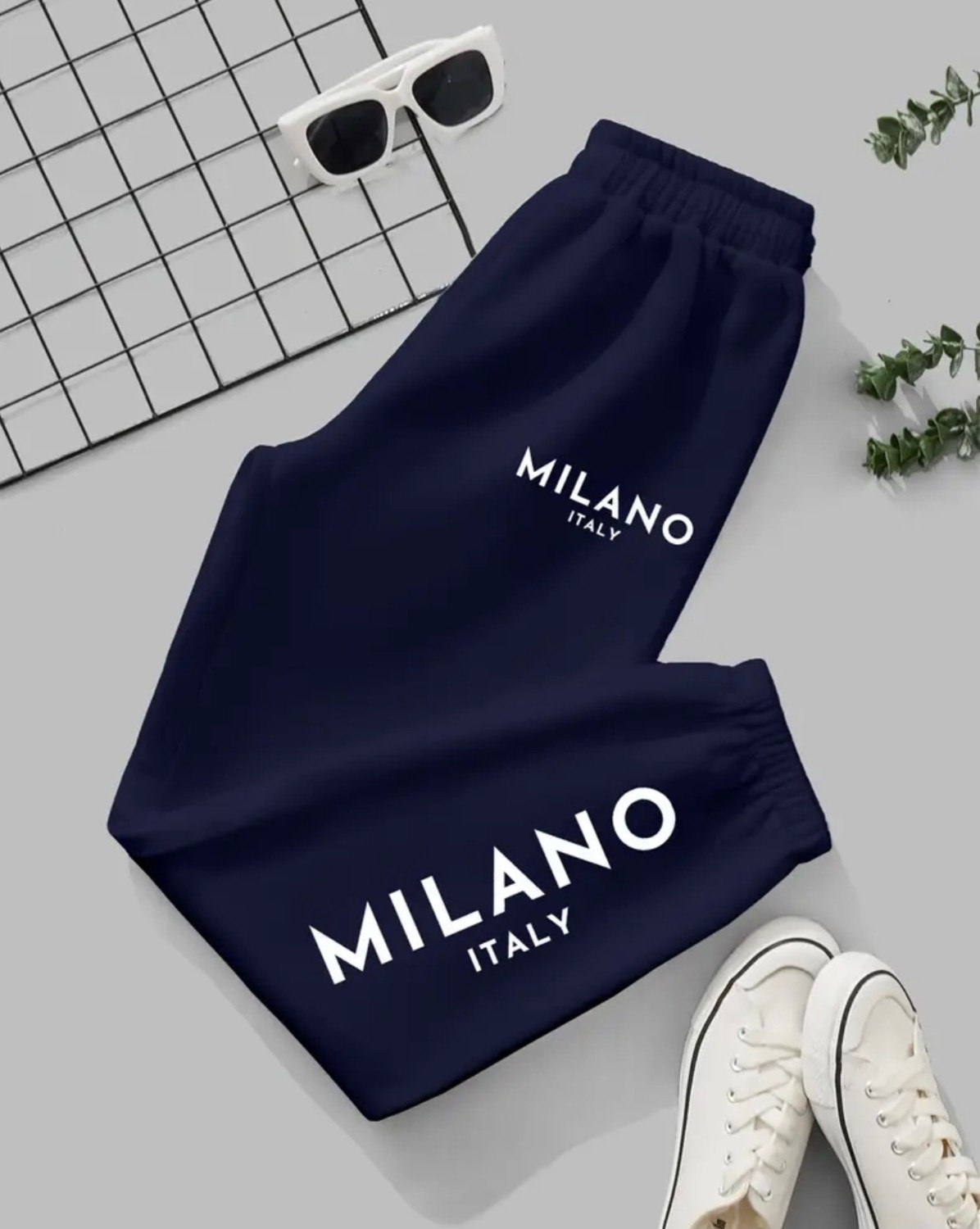 Amor Face Büyük Beden Özel Tasarım Milano Italy Baskılı Ultra Rahat Yazlık Jogger Kadın Eşofman Altı görsel 4
